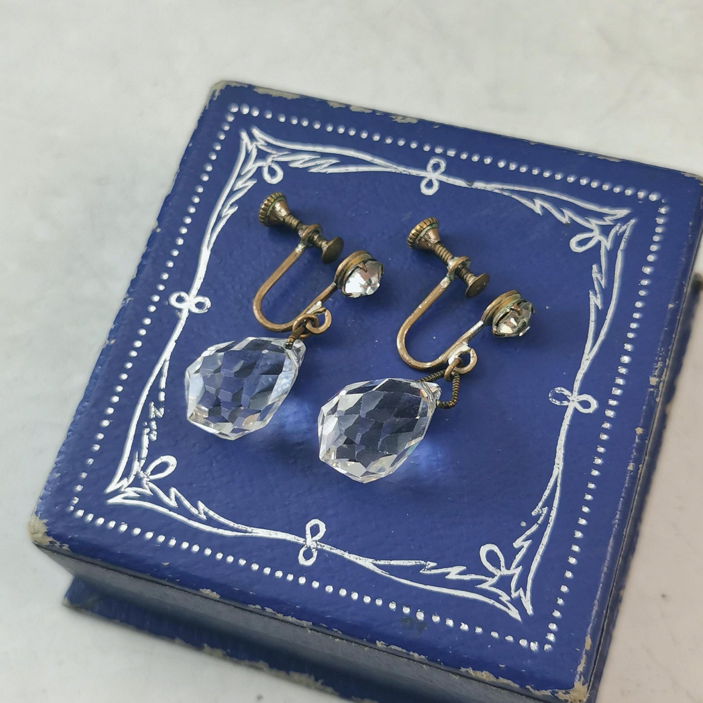 Art Deco Czech Crystal Lever Back Earrings