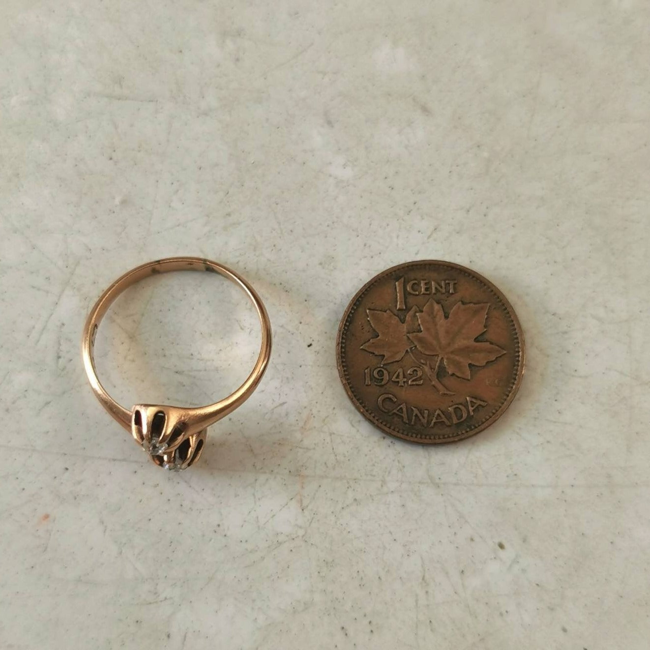 Victorian 10k Yellow Gold Old Mine Cut Diamond Toi & Moi Ring