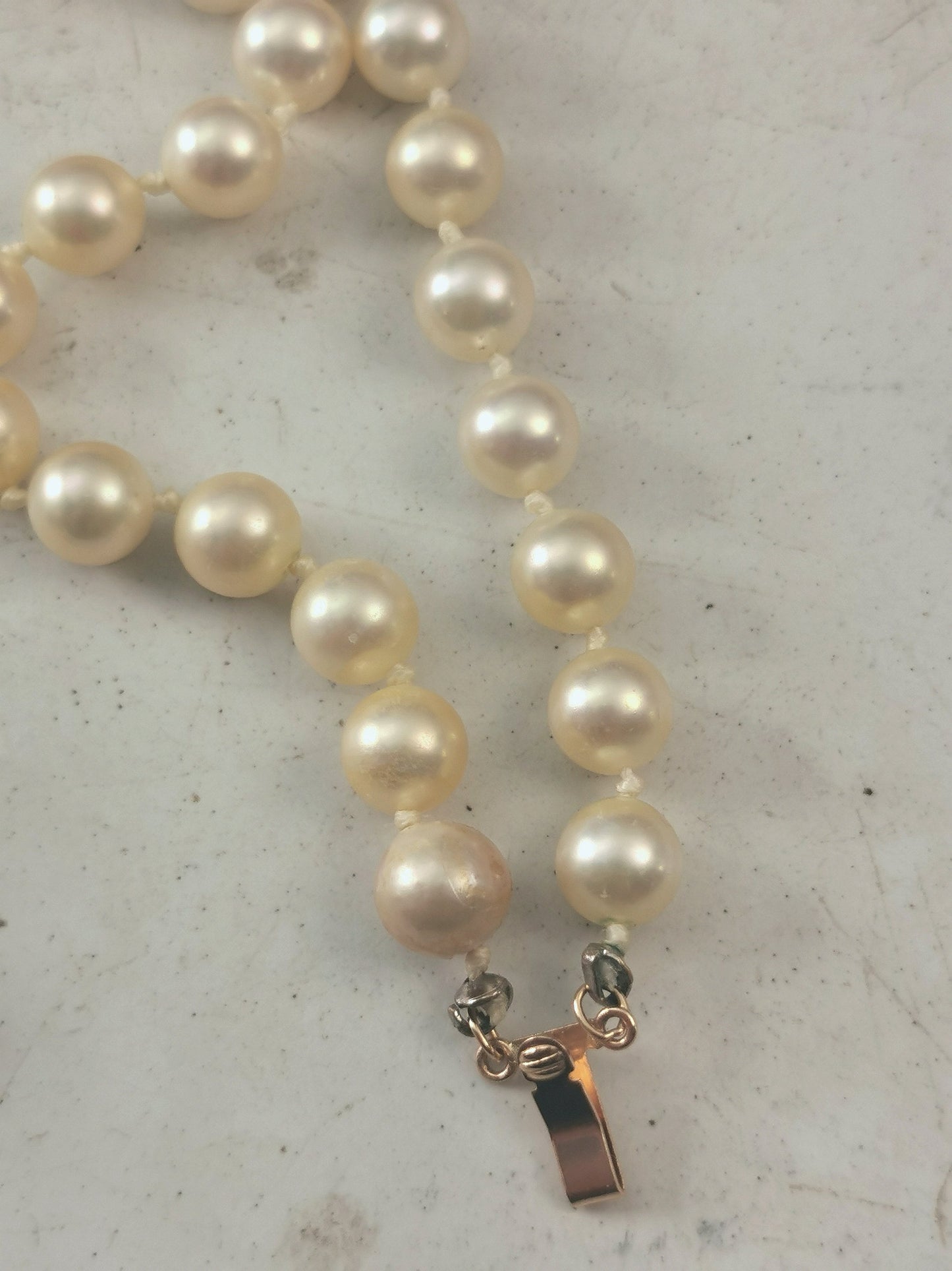 Vintage 14k Yellow Gold High Quality Imitation Double Strand Pearl Necklace - Majorica Pearls