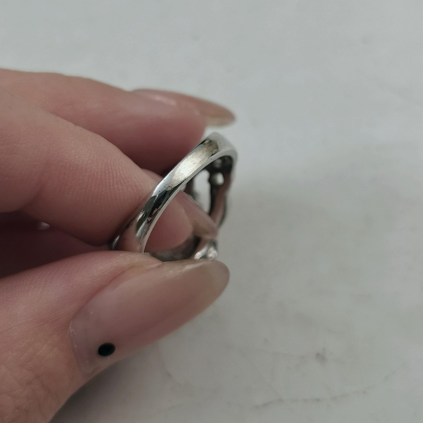 Vintage Mid-century Brutalist Sterling Silver Cultured Pearl Ring
