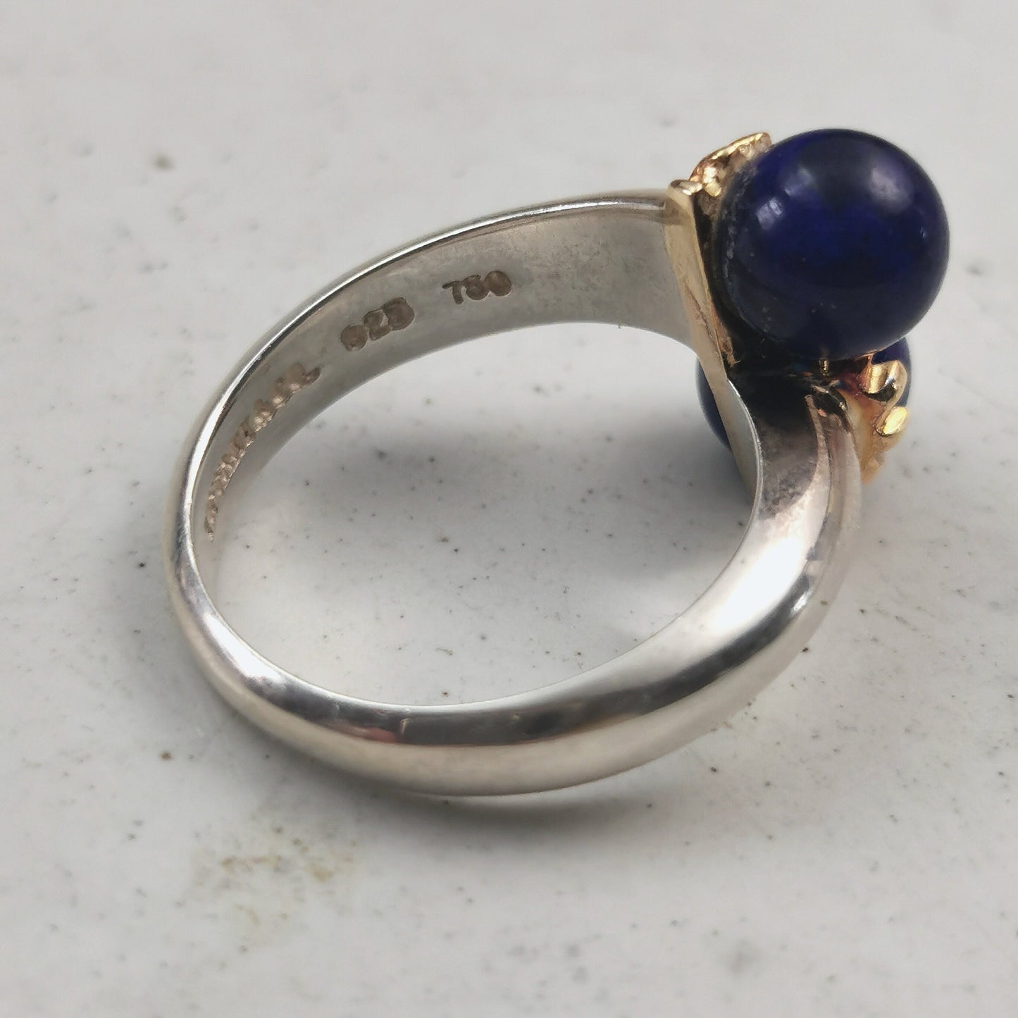 Vintage Tiffany & Co. Sterling Silver and 18k Lapis Lazuli Bypass Ring