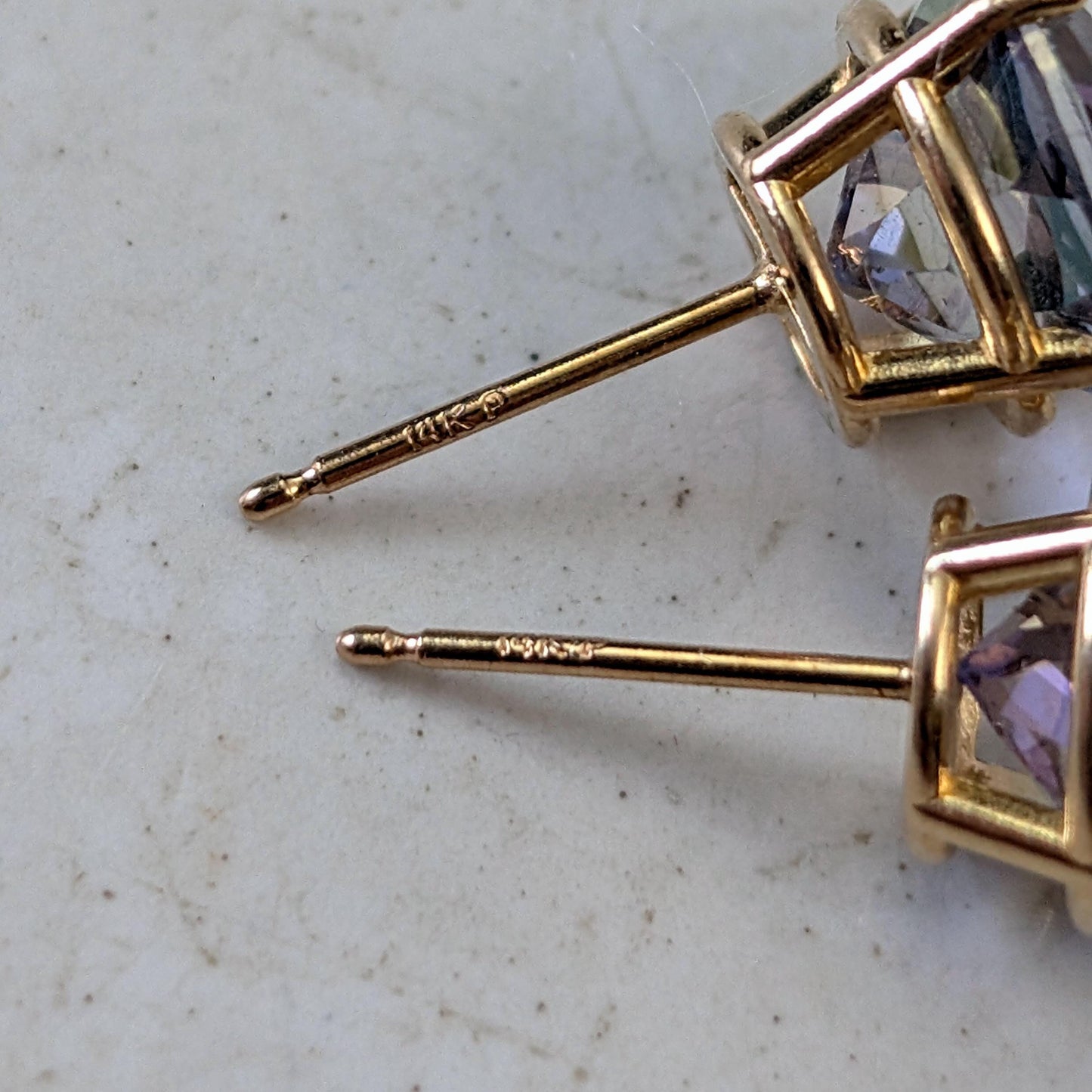 Estate 14k Yellow Gold Blue Mystic Topaz Studs