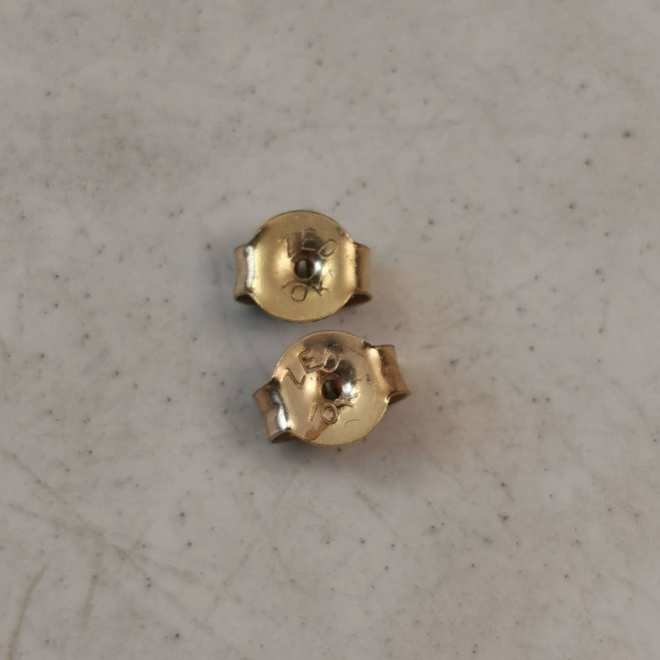 Estate 10k Yellow Gold Amethyst Heart and Diamond Studs