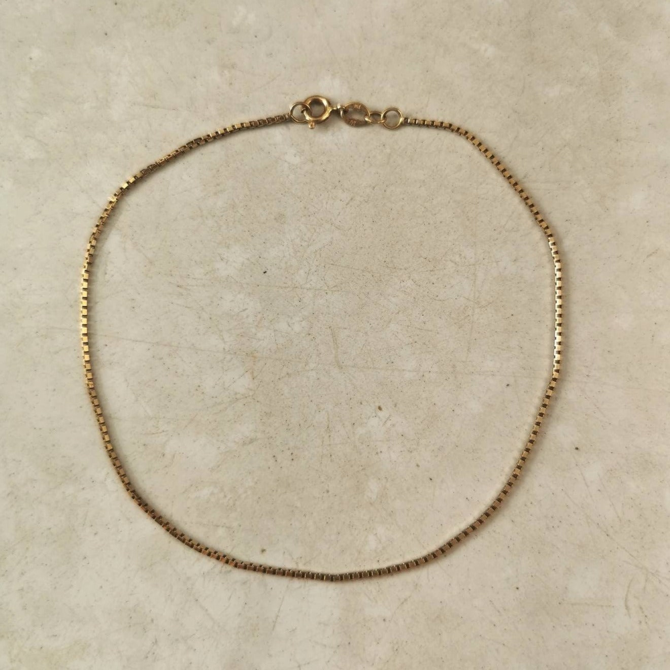Vintage 10k Yellow Gold Box Link Chain Anklet