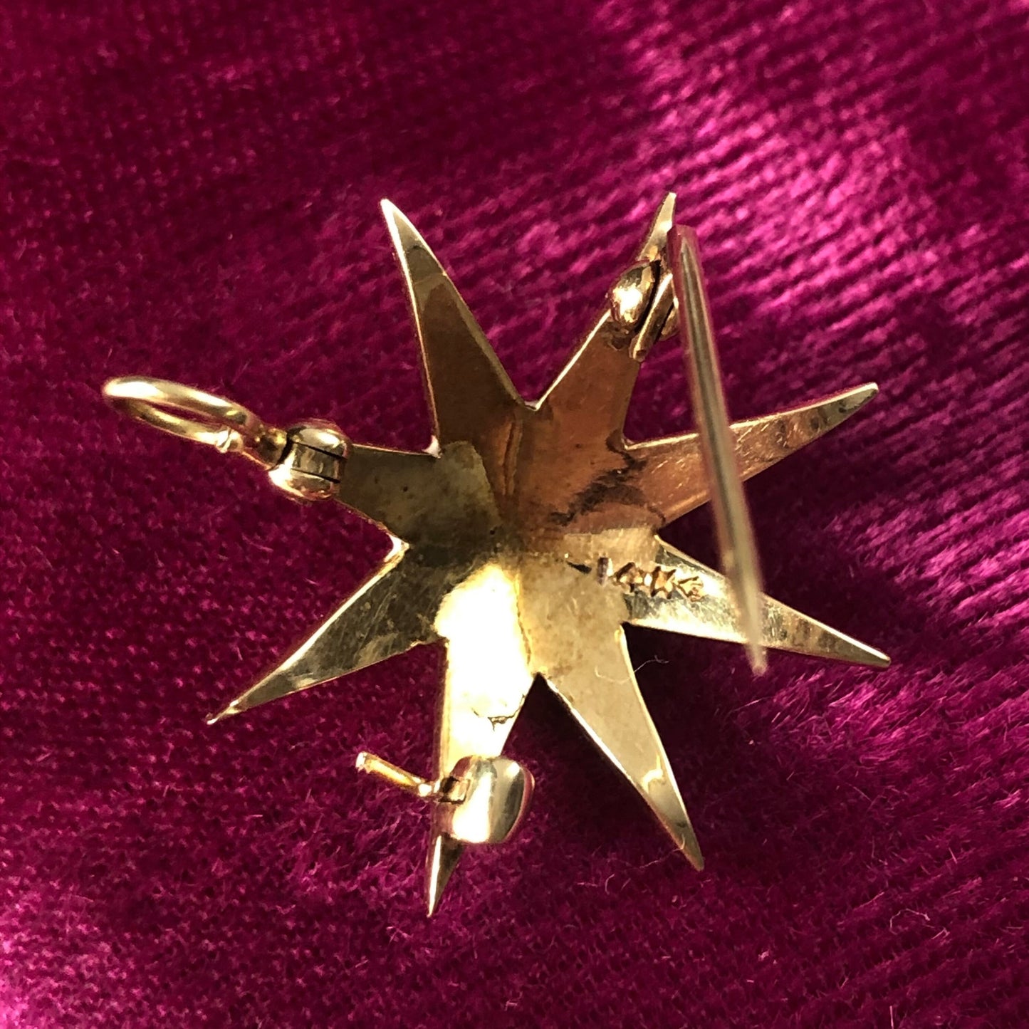 Edwardian 14k Gold Yellow Gold & Seed Pearl Starburst Convertible Pendant Brooch