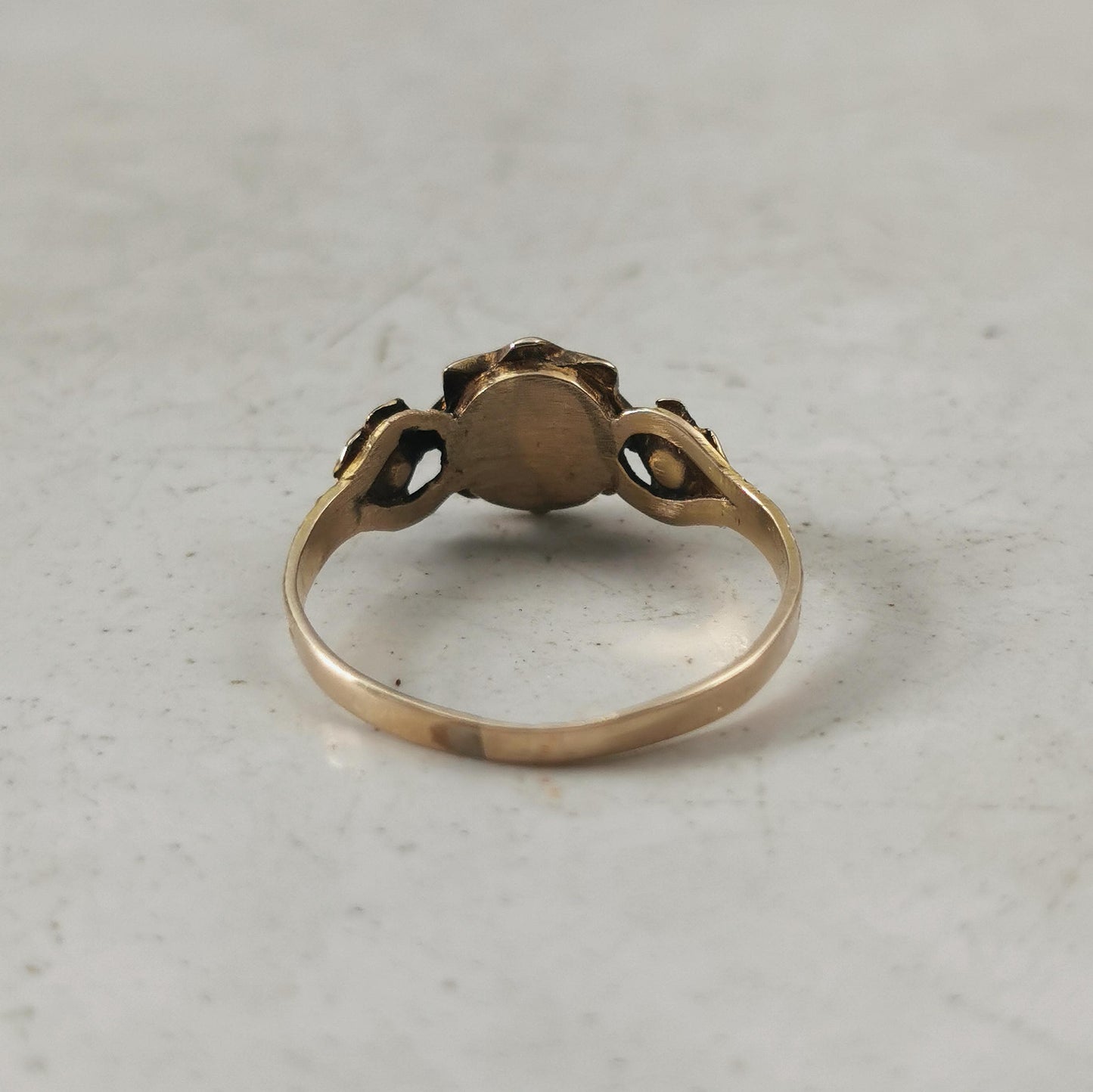 Antique Holland Victorian 19k Yellow Gold Seed Pearl Flower Ring