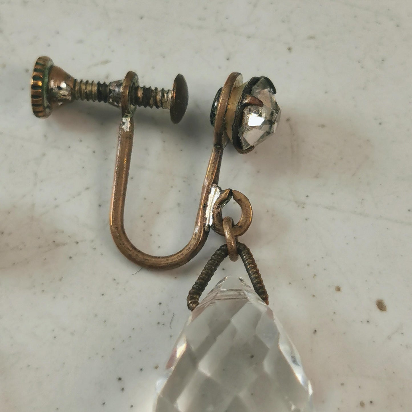 Art Deco Czech Crystal Lever Back Earrings