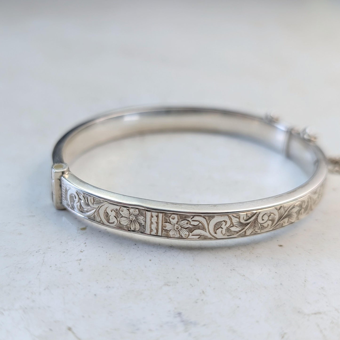 Antique Birks Sterling Silver Chased Floral Bracelet