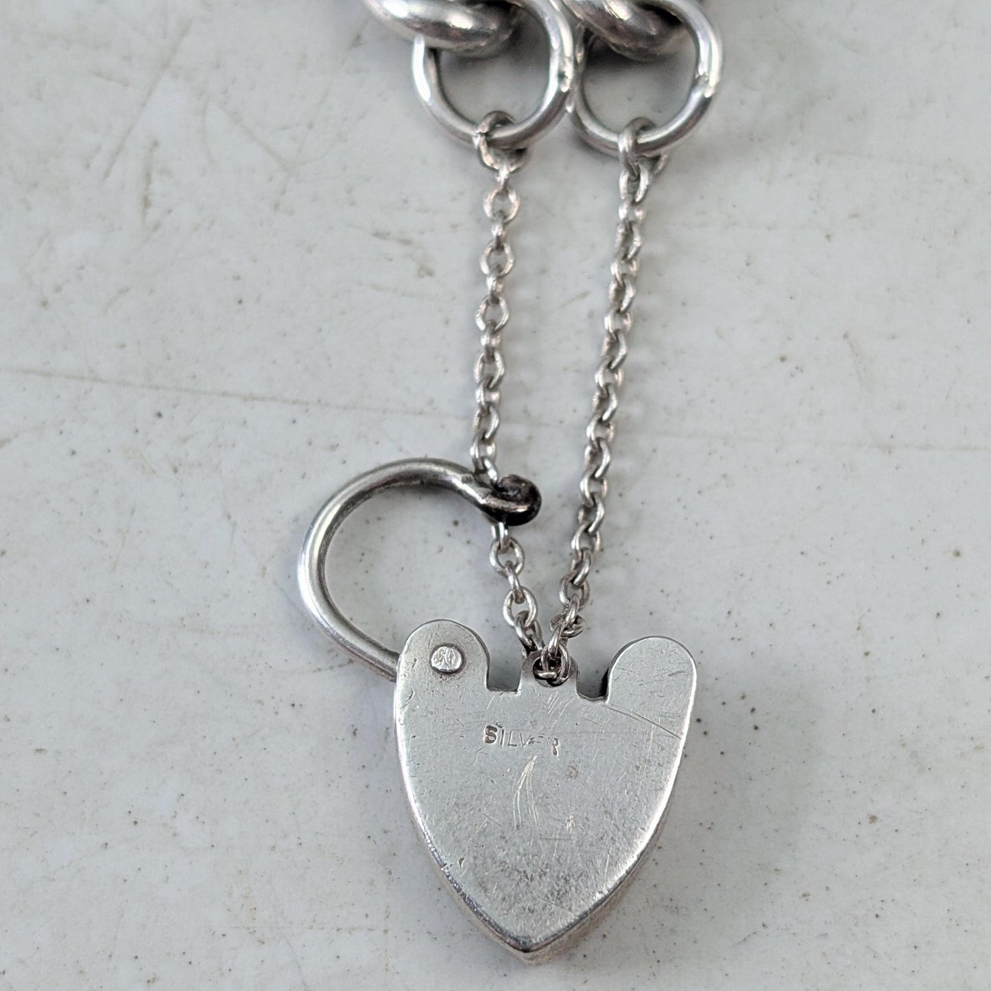 Vintage 1965 Sterling Silver Heart Padlock Bracelet