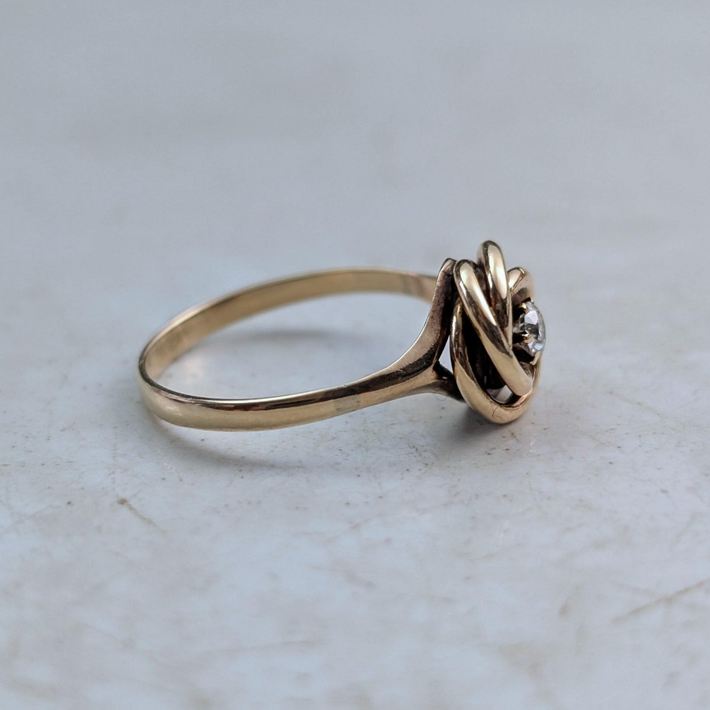 Victorian 10k 14k Old European Diamond Love Knot Ring