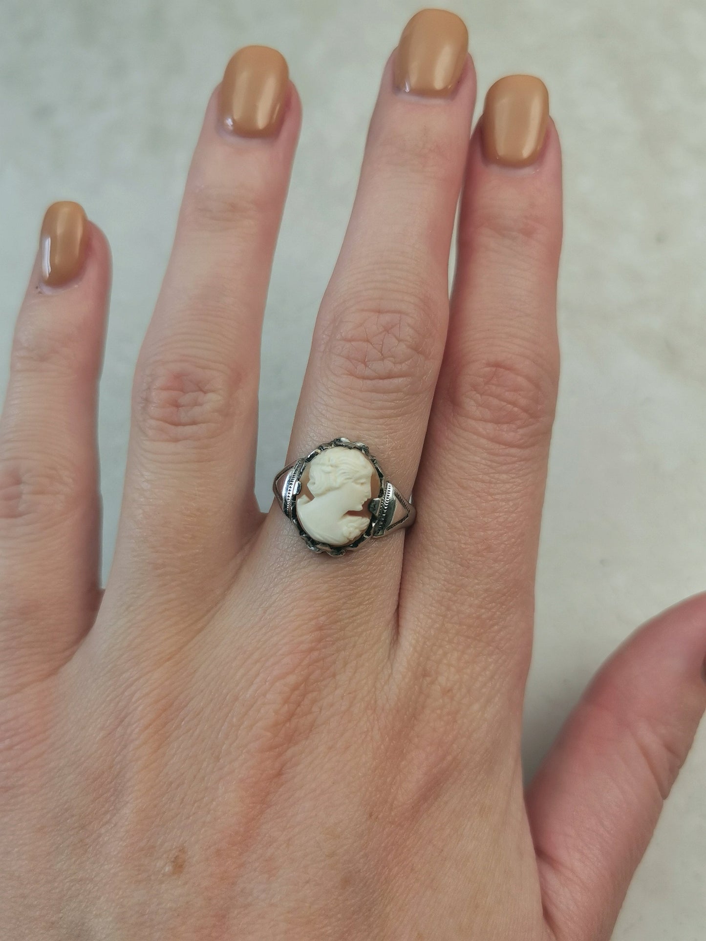 Vintage Sterling Silver Cameo Ring - Canadian Silver