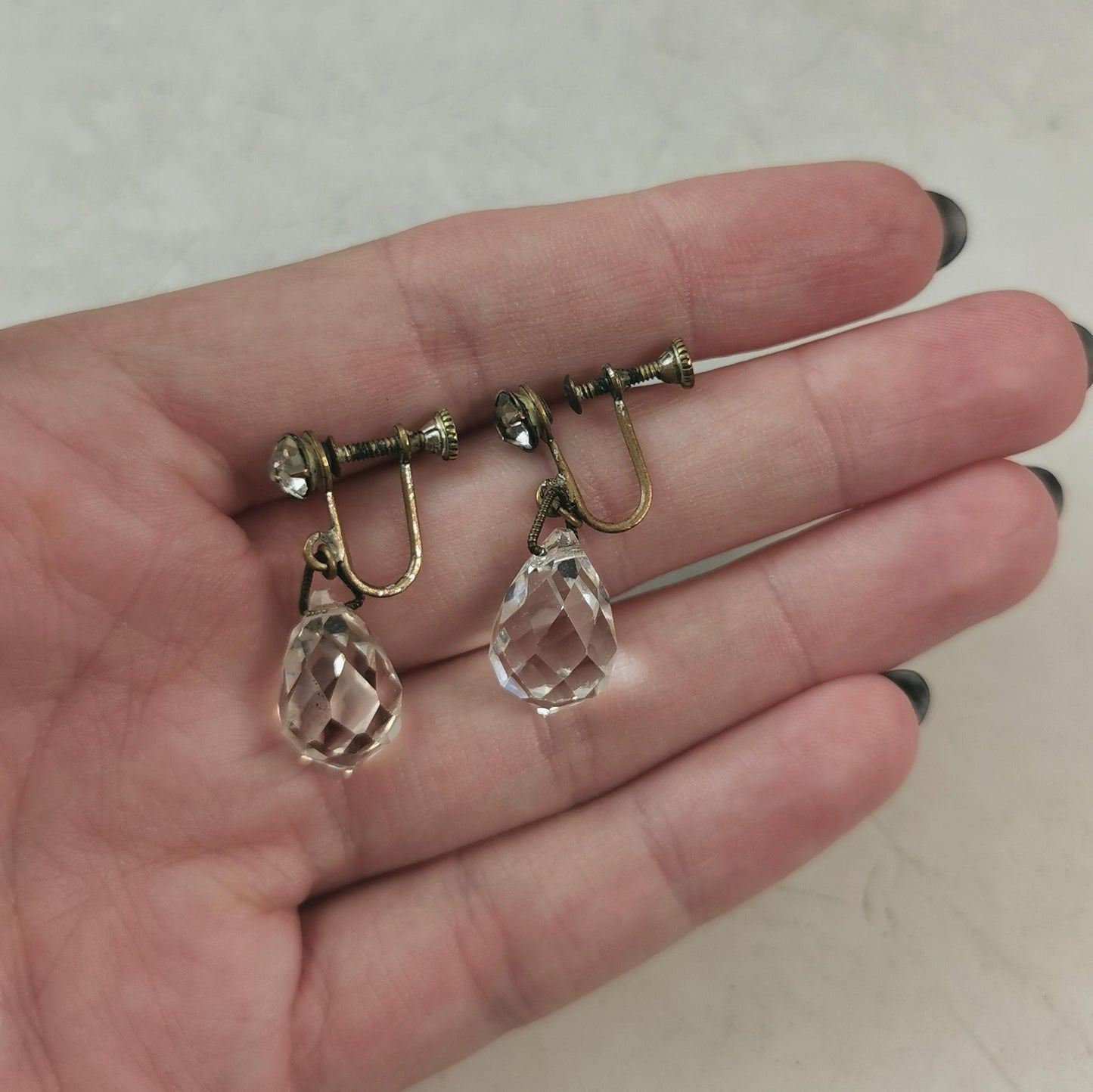 Art Deco Czech Crystal Lever Back Earrings