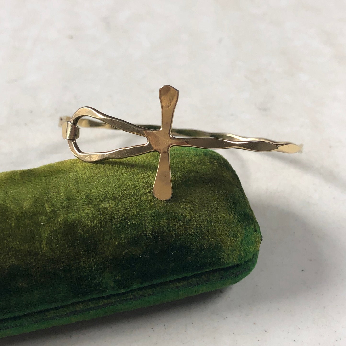 Vintage Sterling Silver Gold Vermeil Ankh Bangle Bracelet