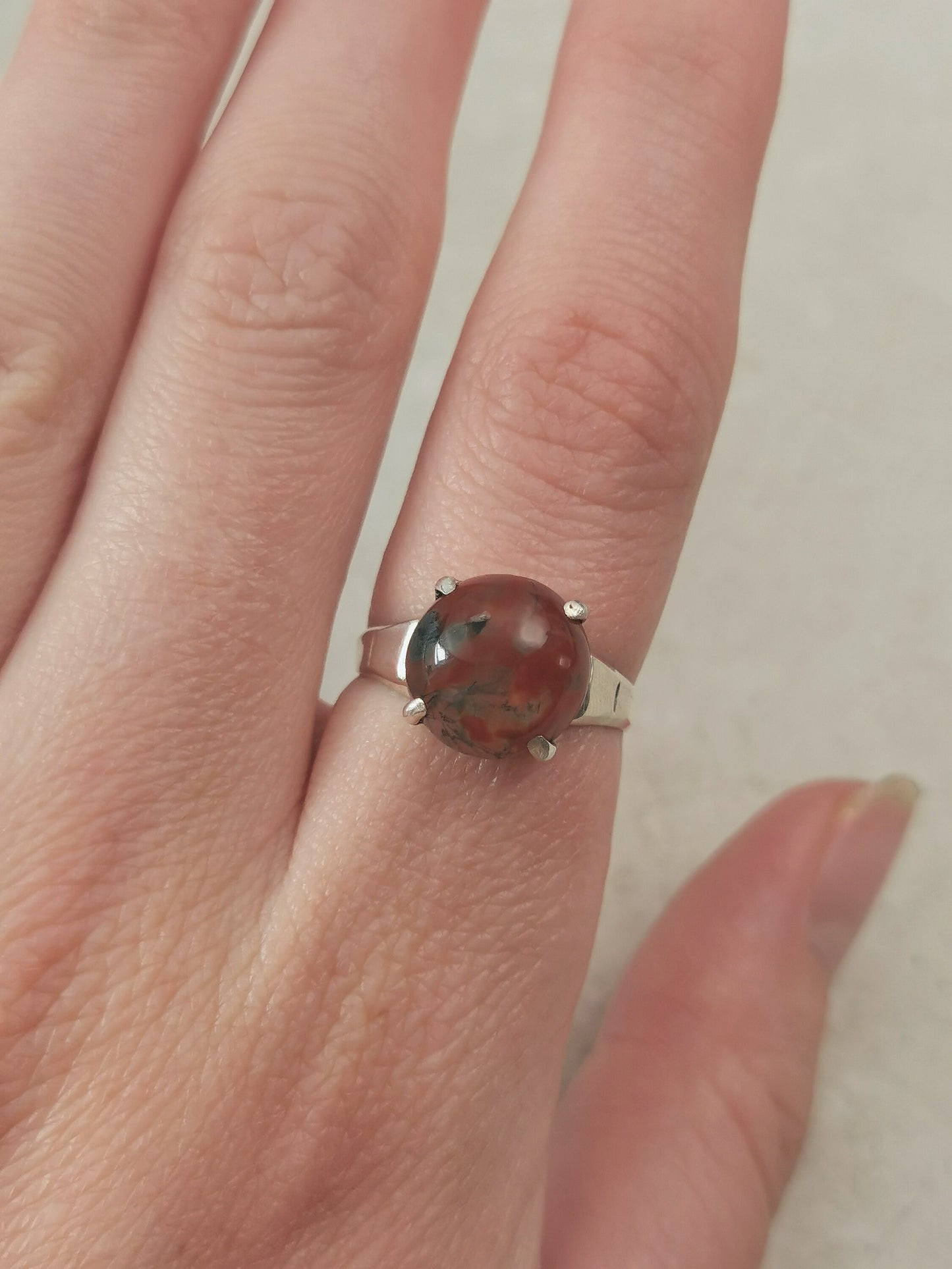 Repurposed Sterling Silver and Moss Agate Ring - Conversion Piece