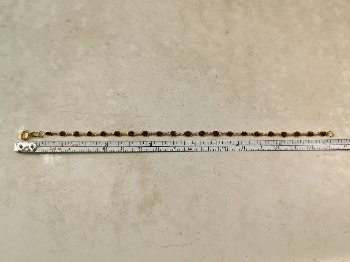 Estate 18k Yellow Gold Ruby Station Bracelet