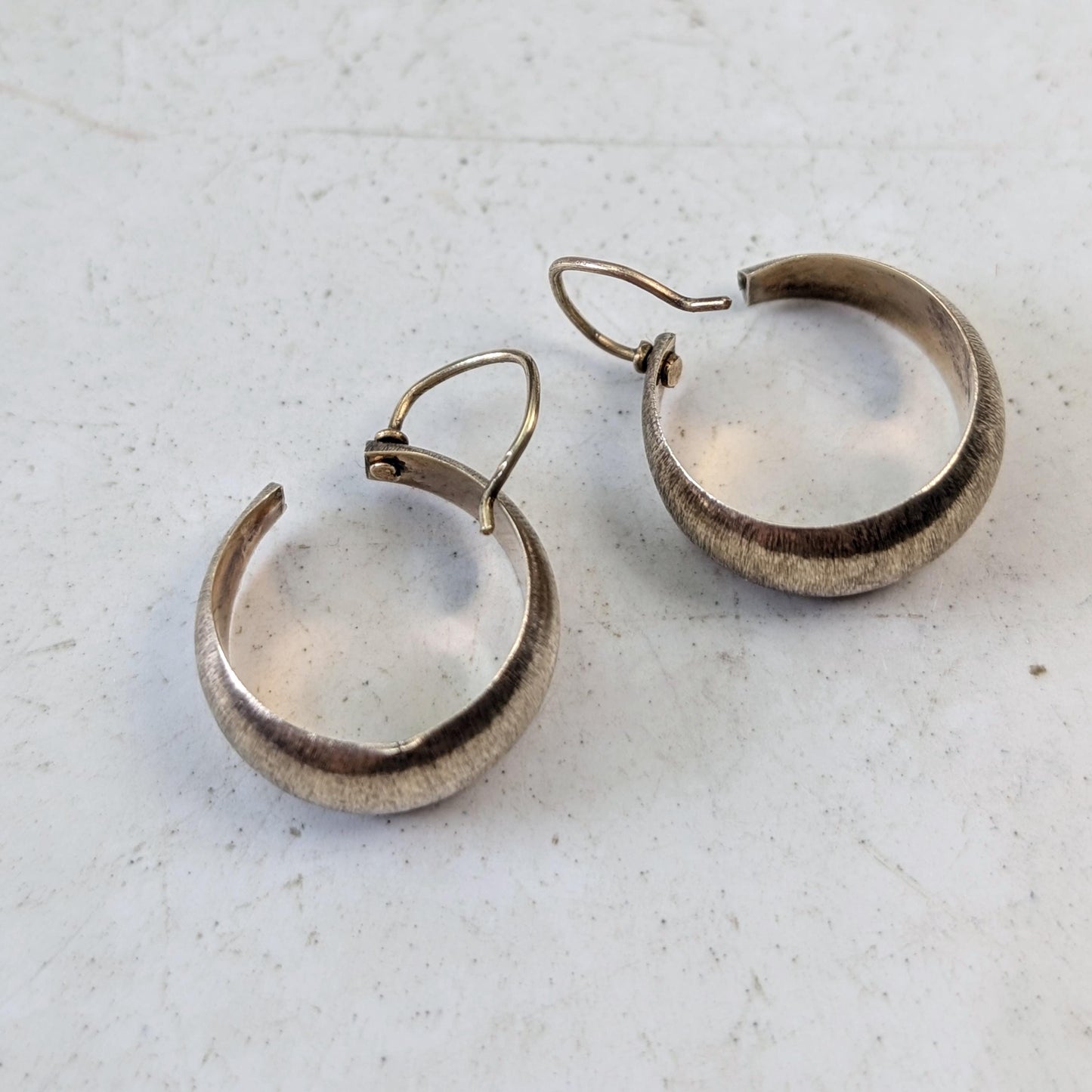 Vintage 10k Yellow Gold Satin Finish Dome Hoop Earrings