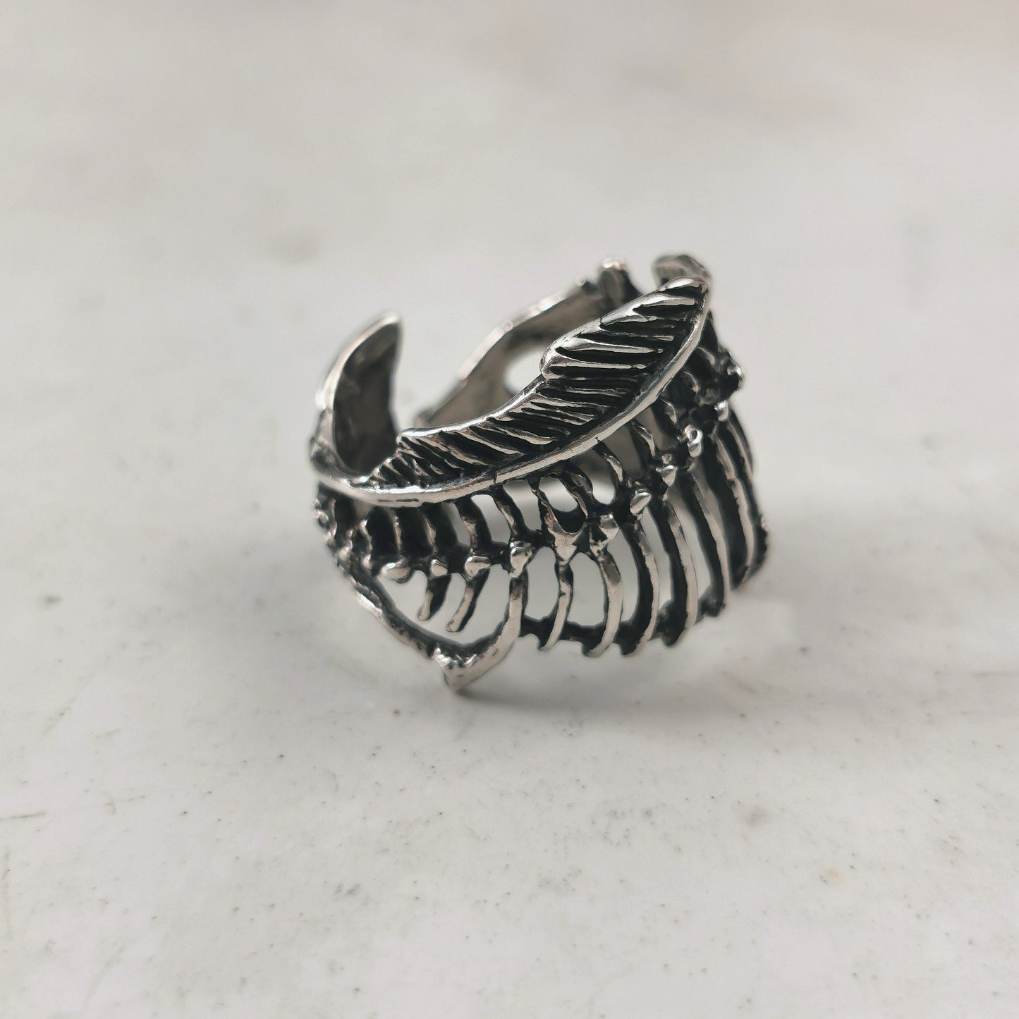 Vintage Sterling Silver Fish Skeleton Ring