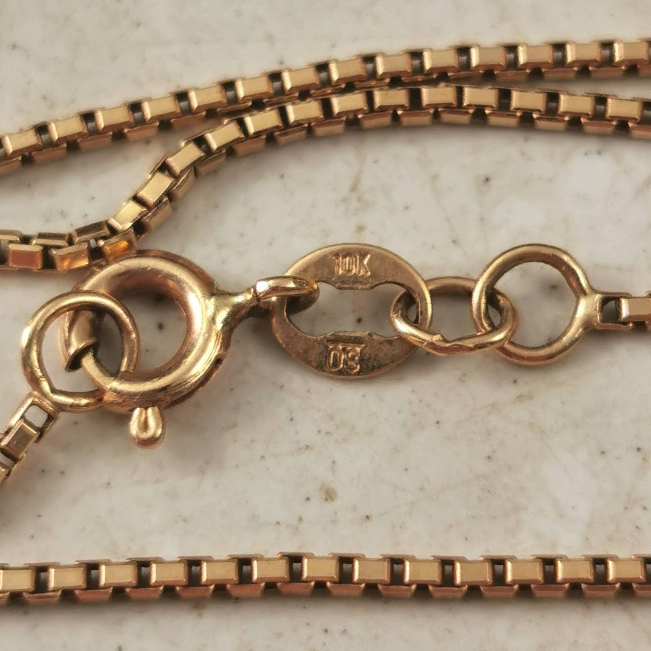 Vintage 10k Yellow Gold Box Link Chain Anklet