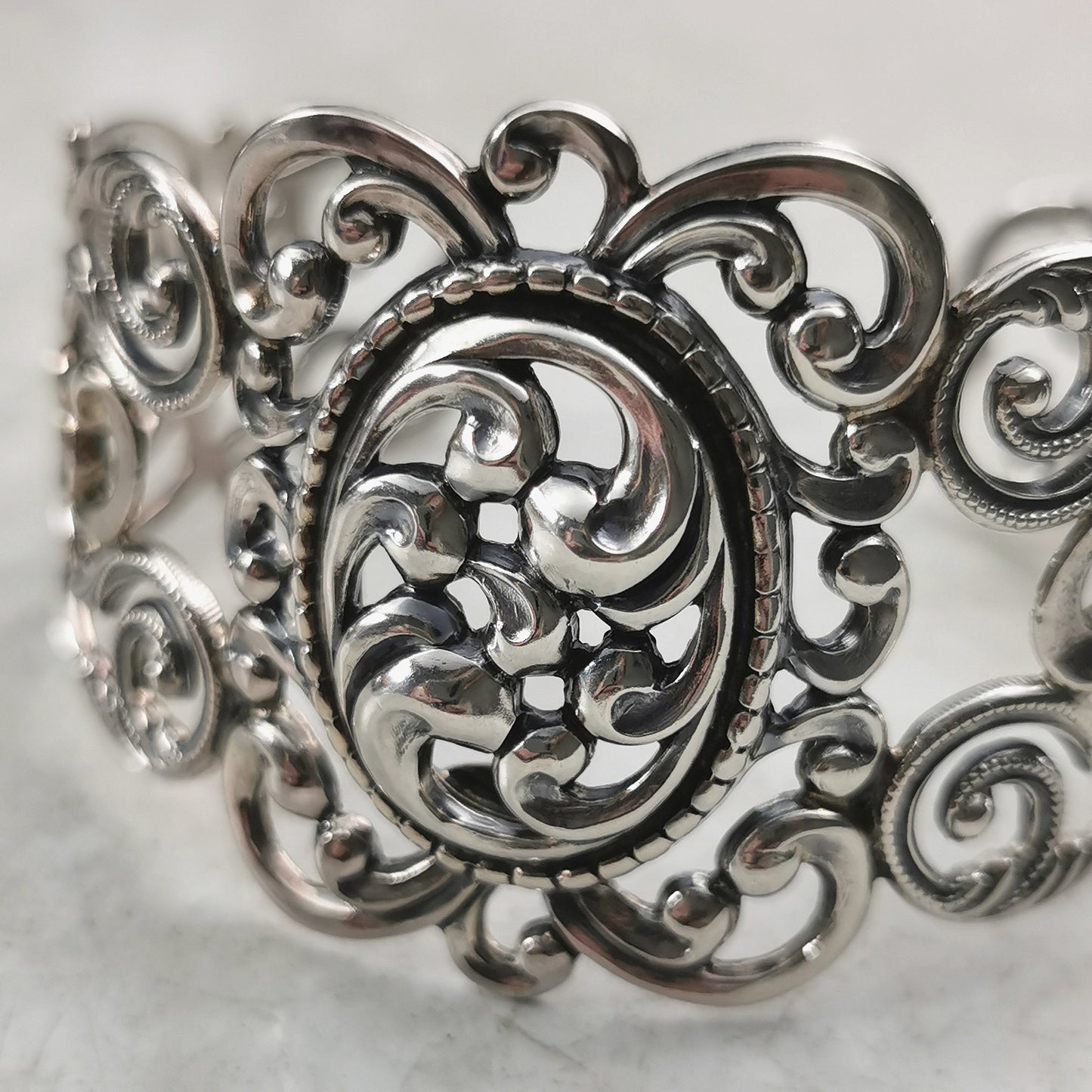 Vintage Danecraft Sterling Silver Filigree Cuff