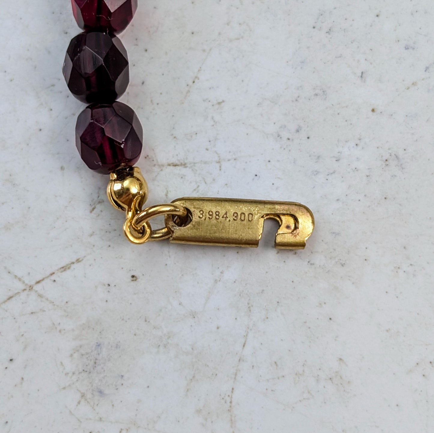 Vintage Miriam Haskell Ruby Faceted Glass Lariat Necklace
