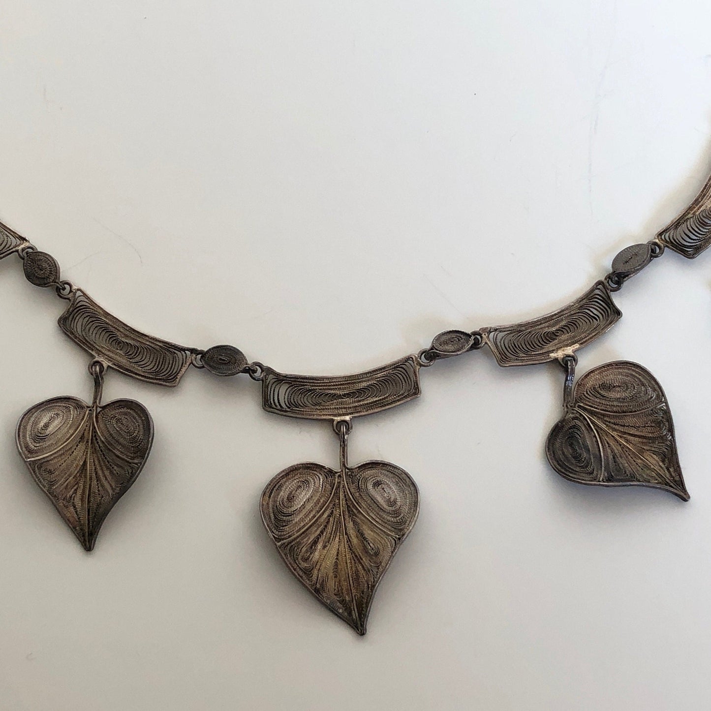 Antique 800 Silver Filigree Leaf Collar Necklace Necklace