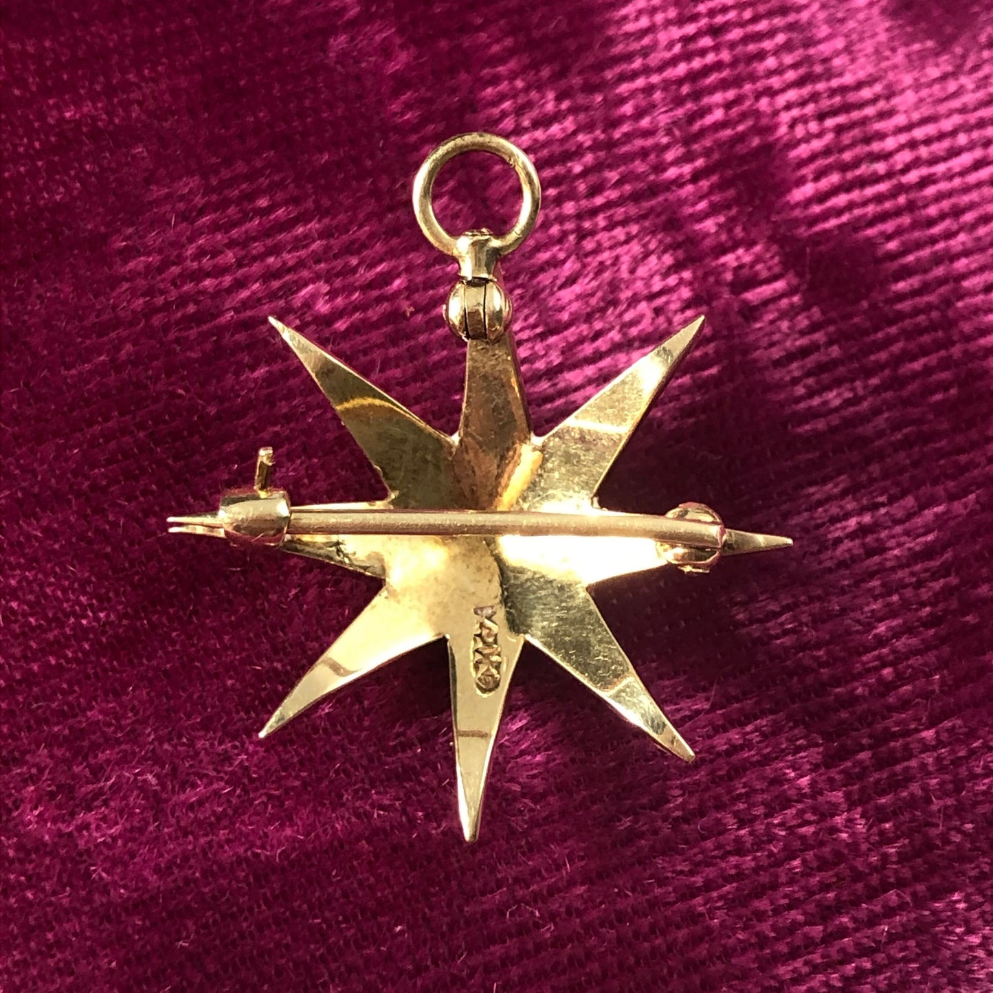 Edwardian 14k Gold Yellow Gold & Seed Pearl Starburst Convertible Pendant Brooch