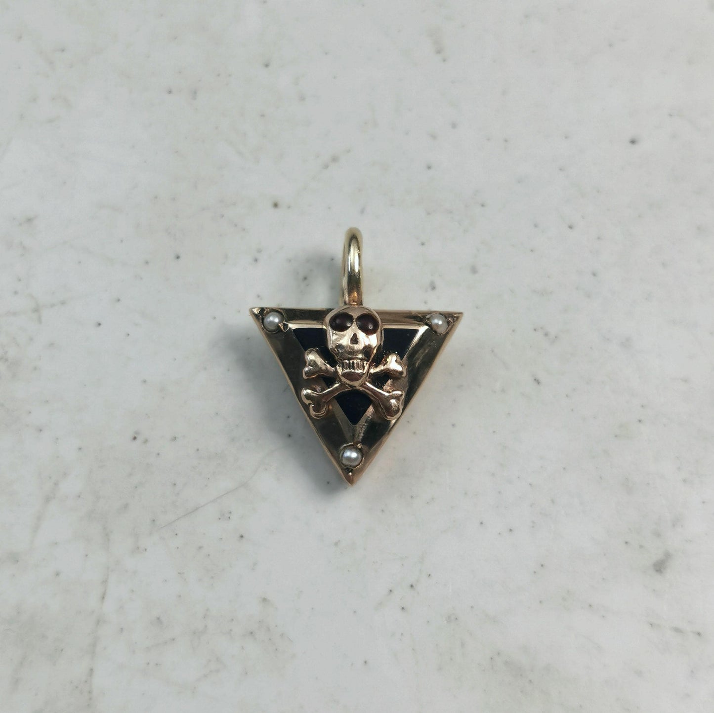 Repurposed Vintage 10k Yellow Gold Skull and Crossbones Pendant