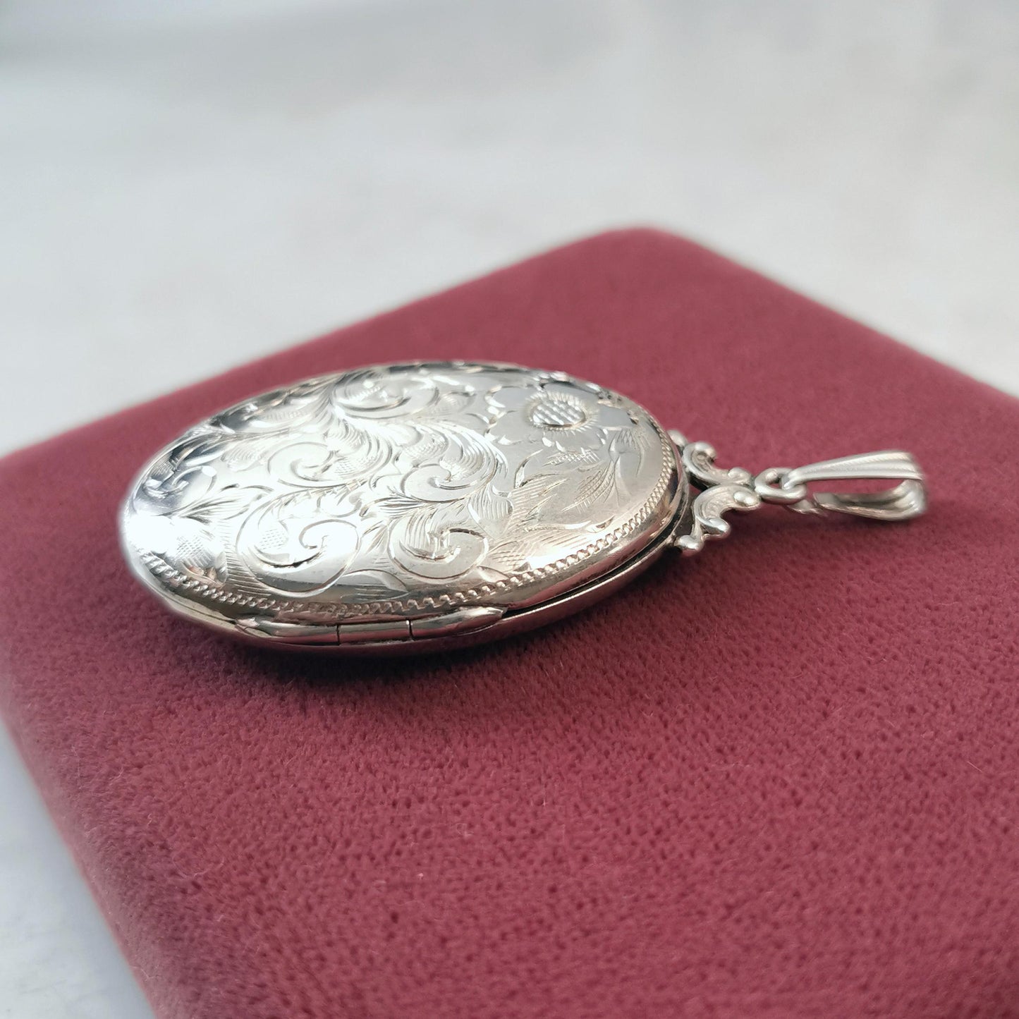 Vintage Large Sterling Silver Ornate Floral Locket