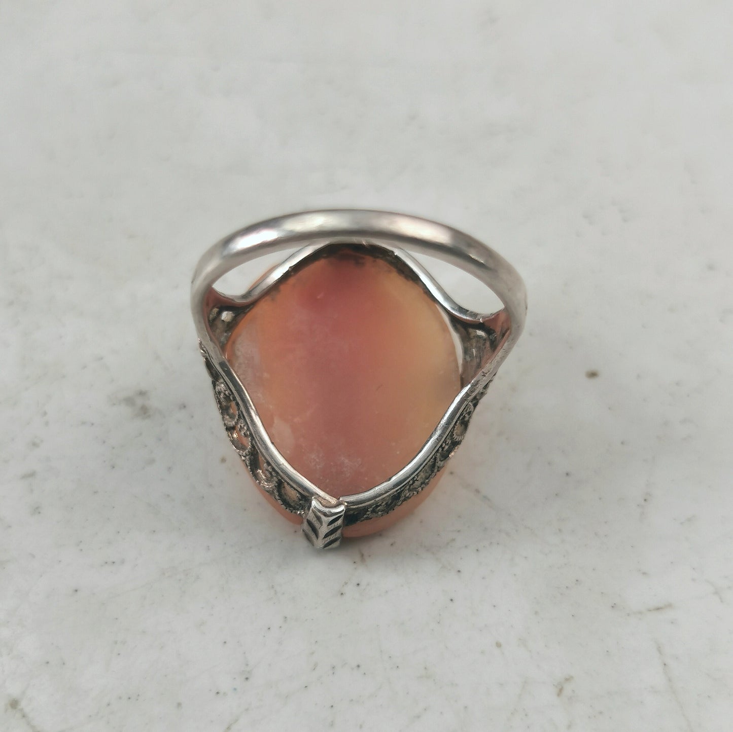 Art Deco Sterling Silver and Carved Cameo Ring