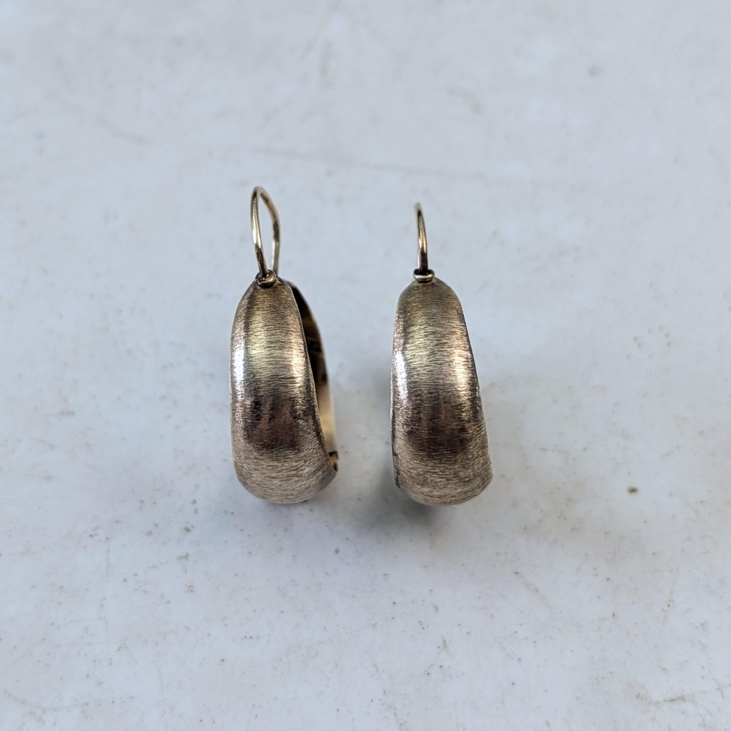 Vintage 10k Yellow Gold Satin Finish Dome Hoop Earrings