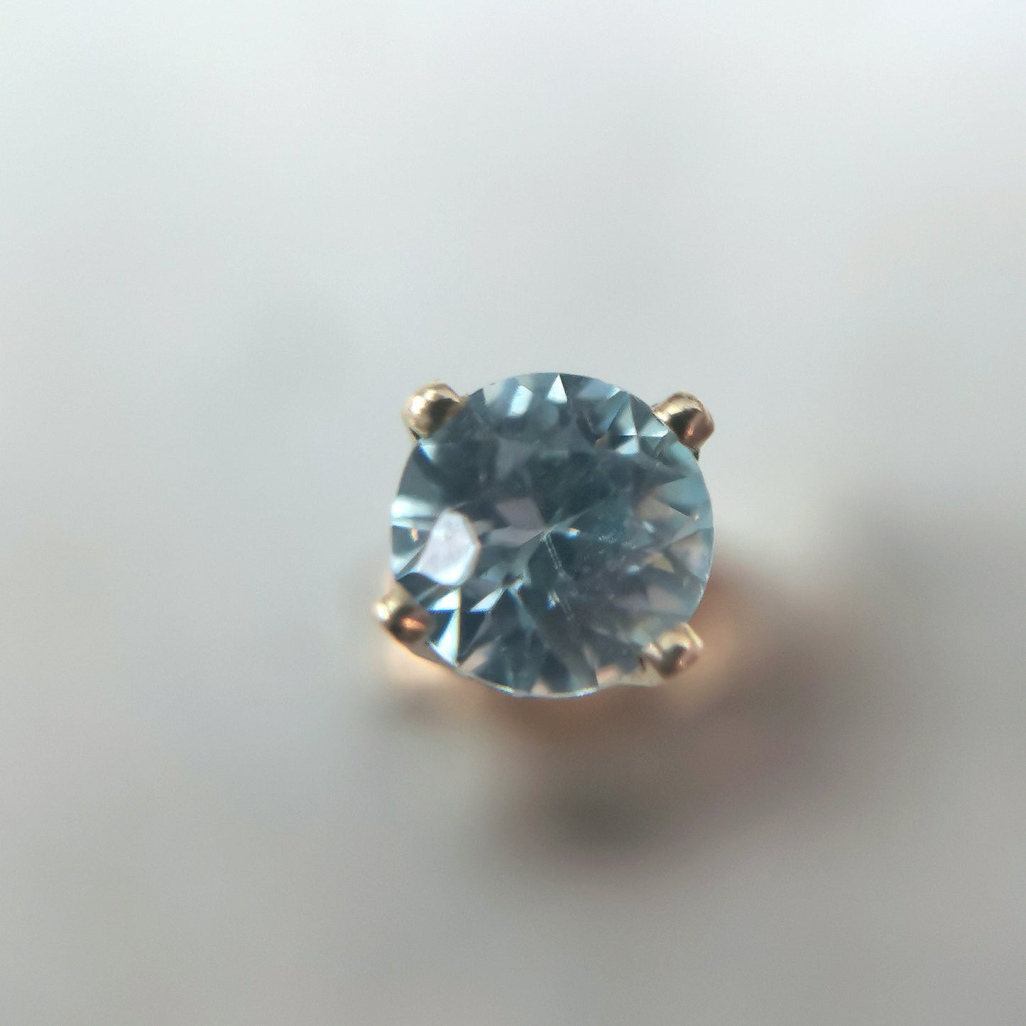 Estate 10k Yellow Gold Light Blue Zircon Stud Earrings - December Birthstone