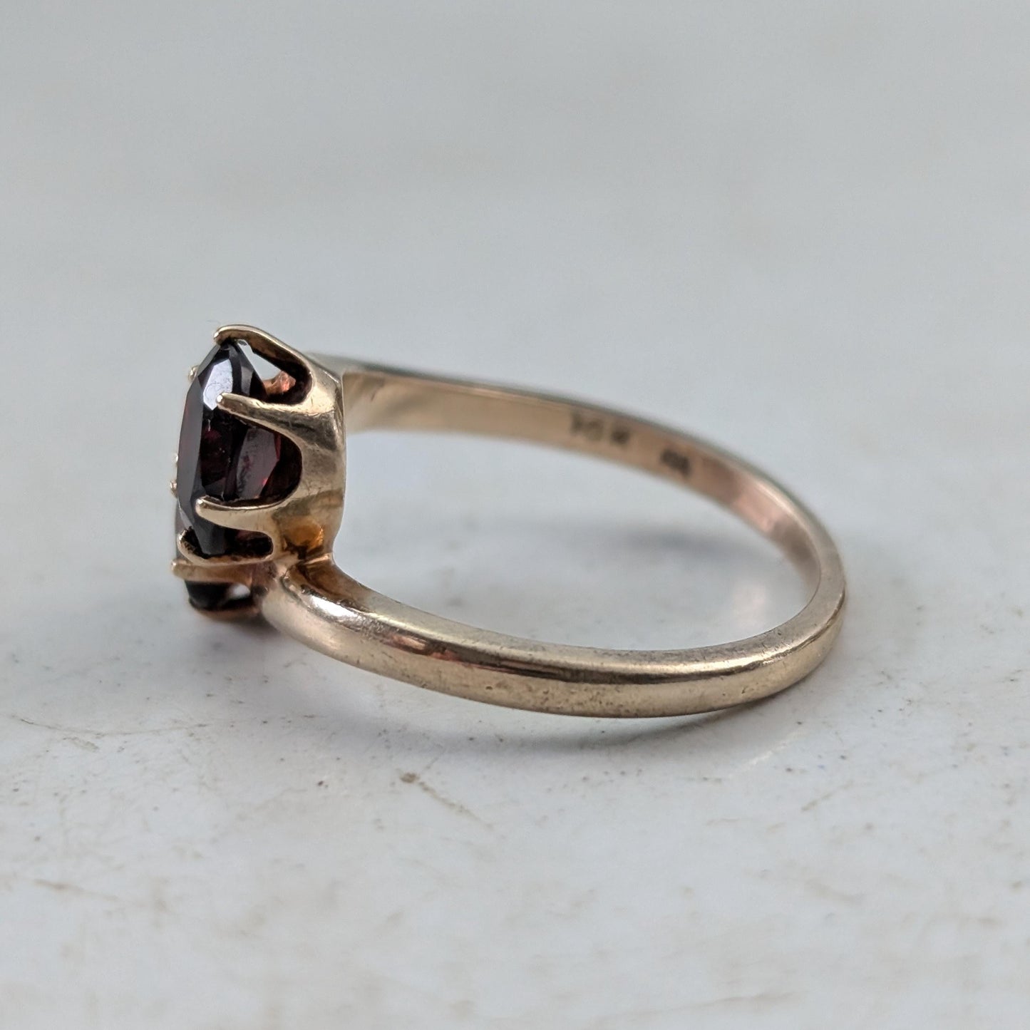 Art Deco 10k Yellow Gold Toi & Moi Garnet Ring