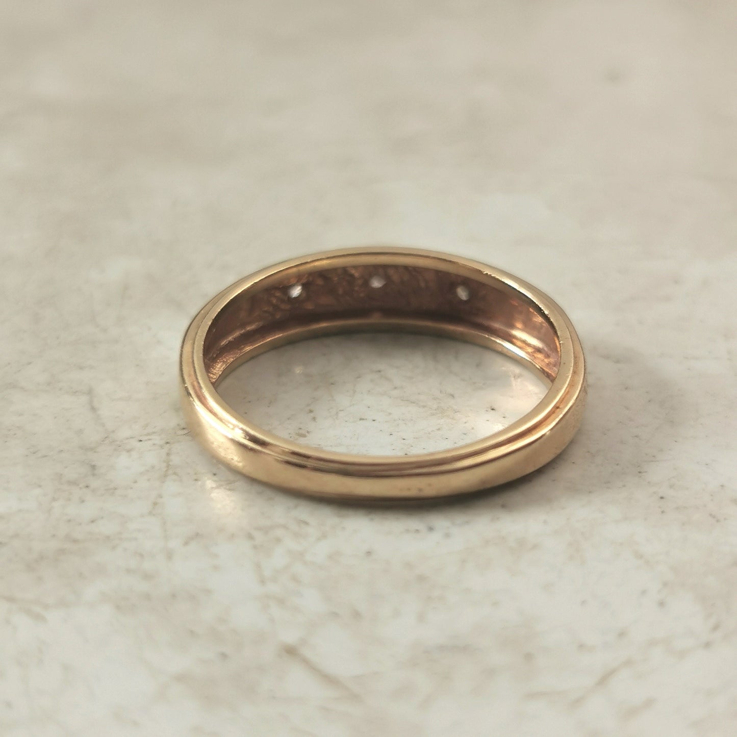 Estate 10k Yellow Gold Star Set Diamond Band - Stacking Ring