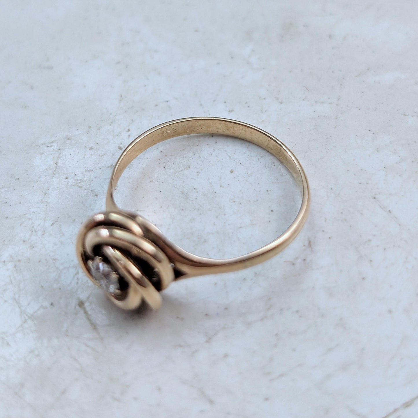 Victorian 10k 14k Old European Diamond Love Knot Ring