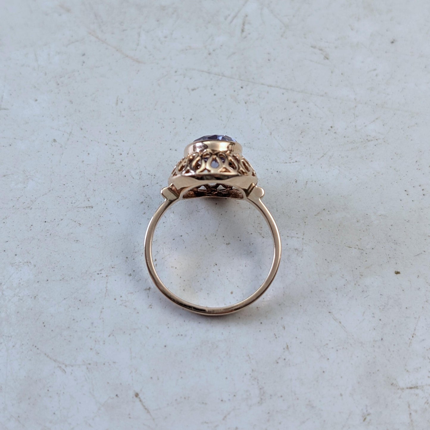 Vintage Polish 14k Yellow Gold Colour Change Alexandrite Ring