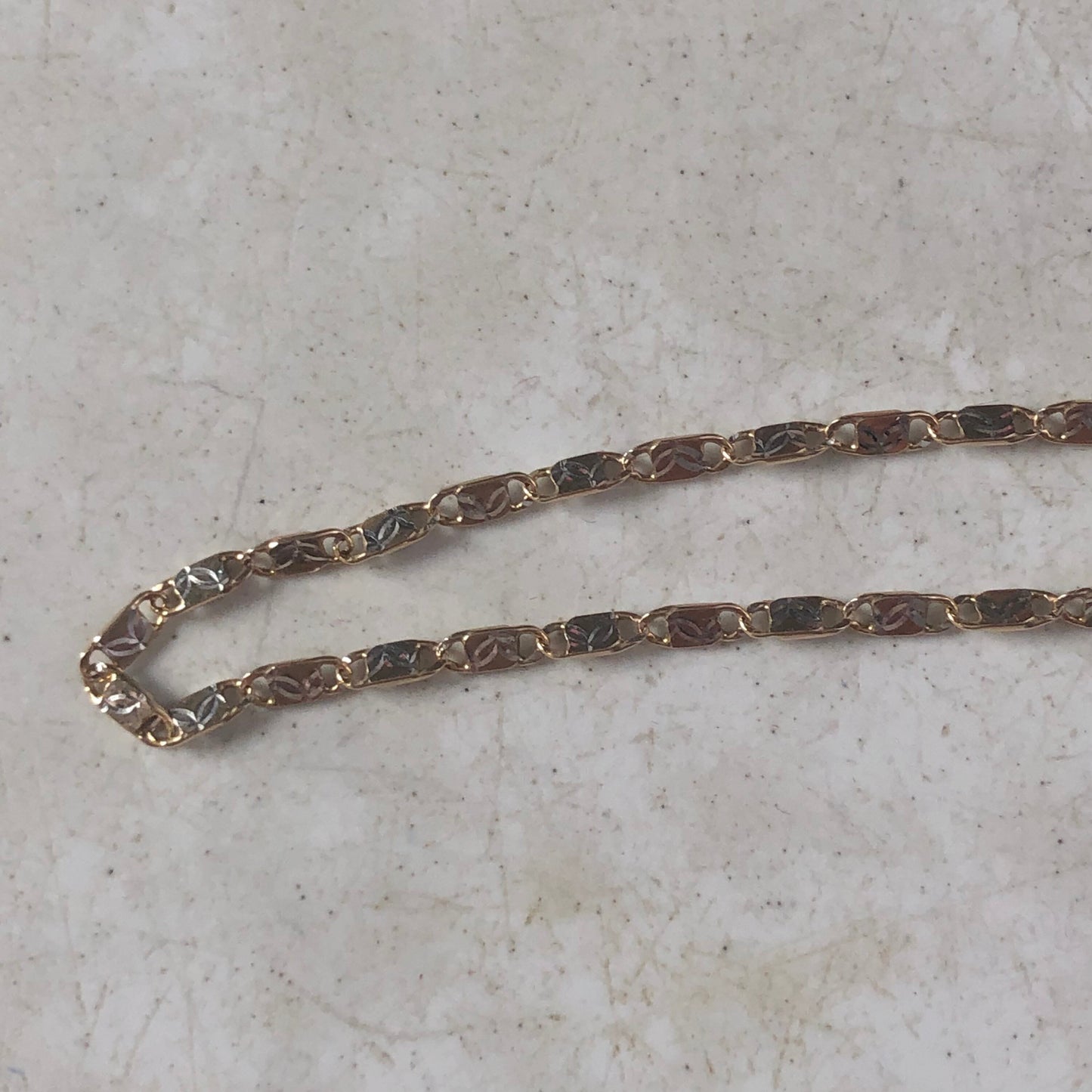 Estate 10k Two-Tone Fancy Valentino Link Anklet