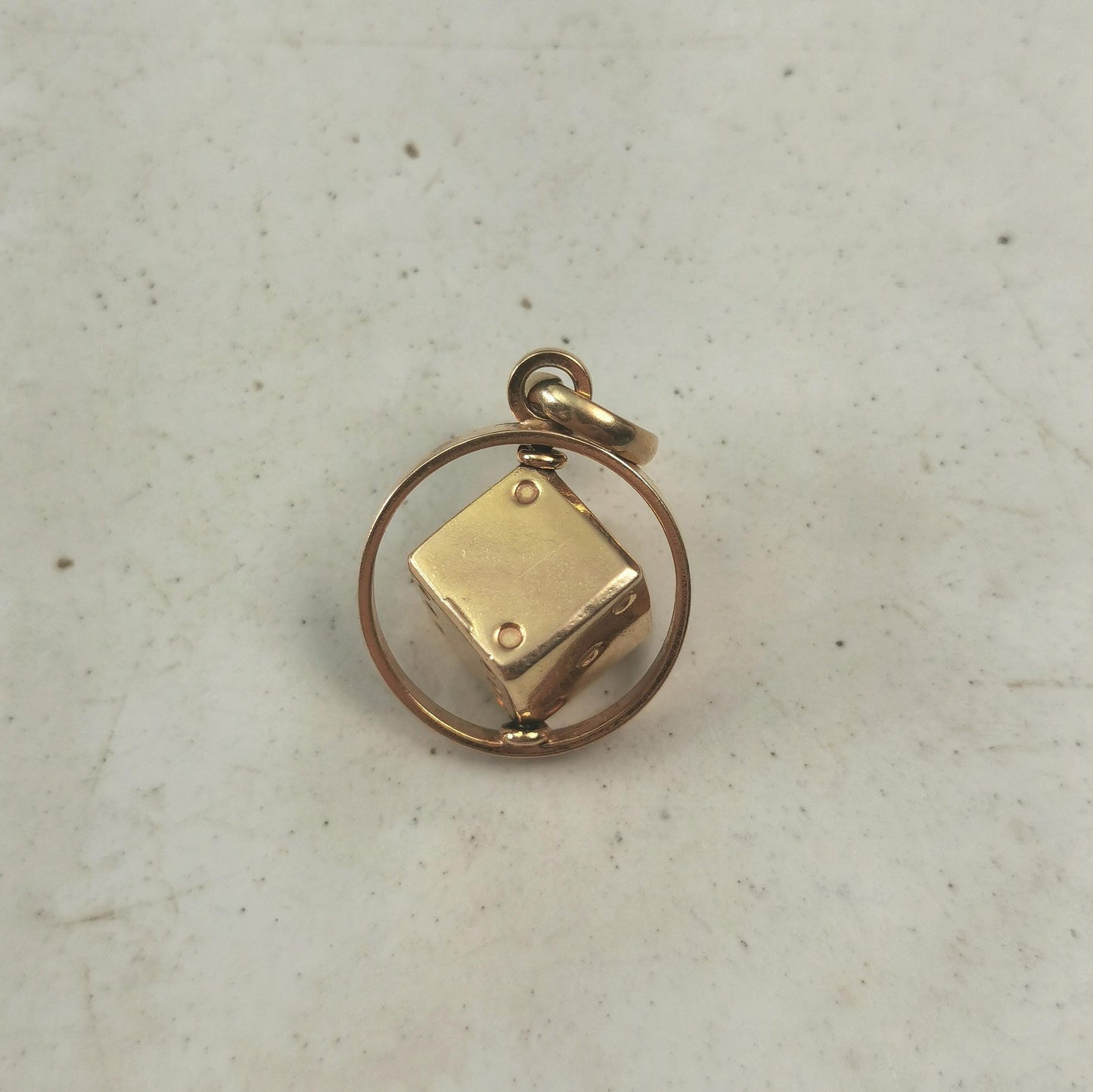Vintage 10k Yellow Gold 3D Spinning Lucky Dice Charm