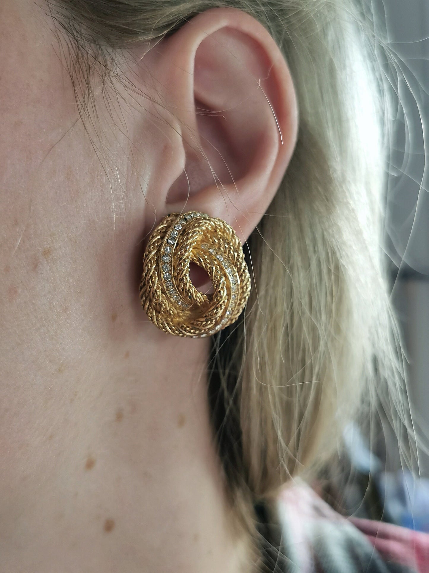 Vintage Christian Dior Knot Gold Tone Ear Clips