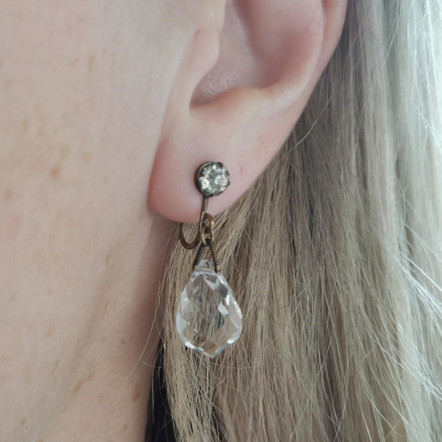 Art Deco Czech Crystal Lever Back Earrings