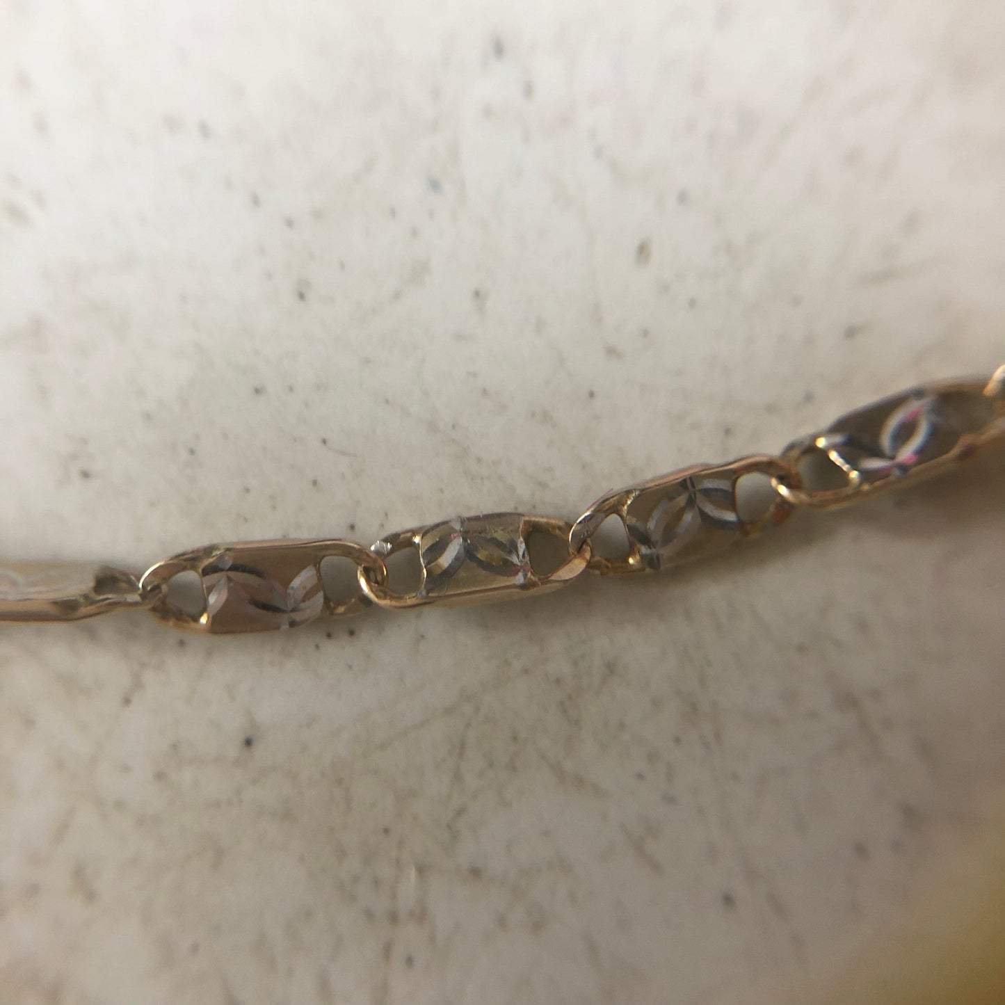 Estate 10k Two-Tone Fancy Valentino Link Anklet