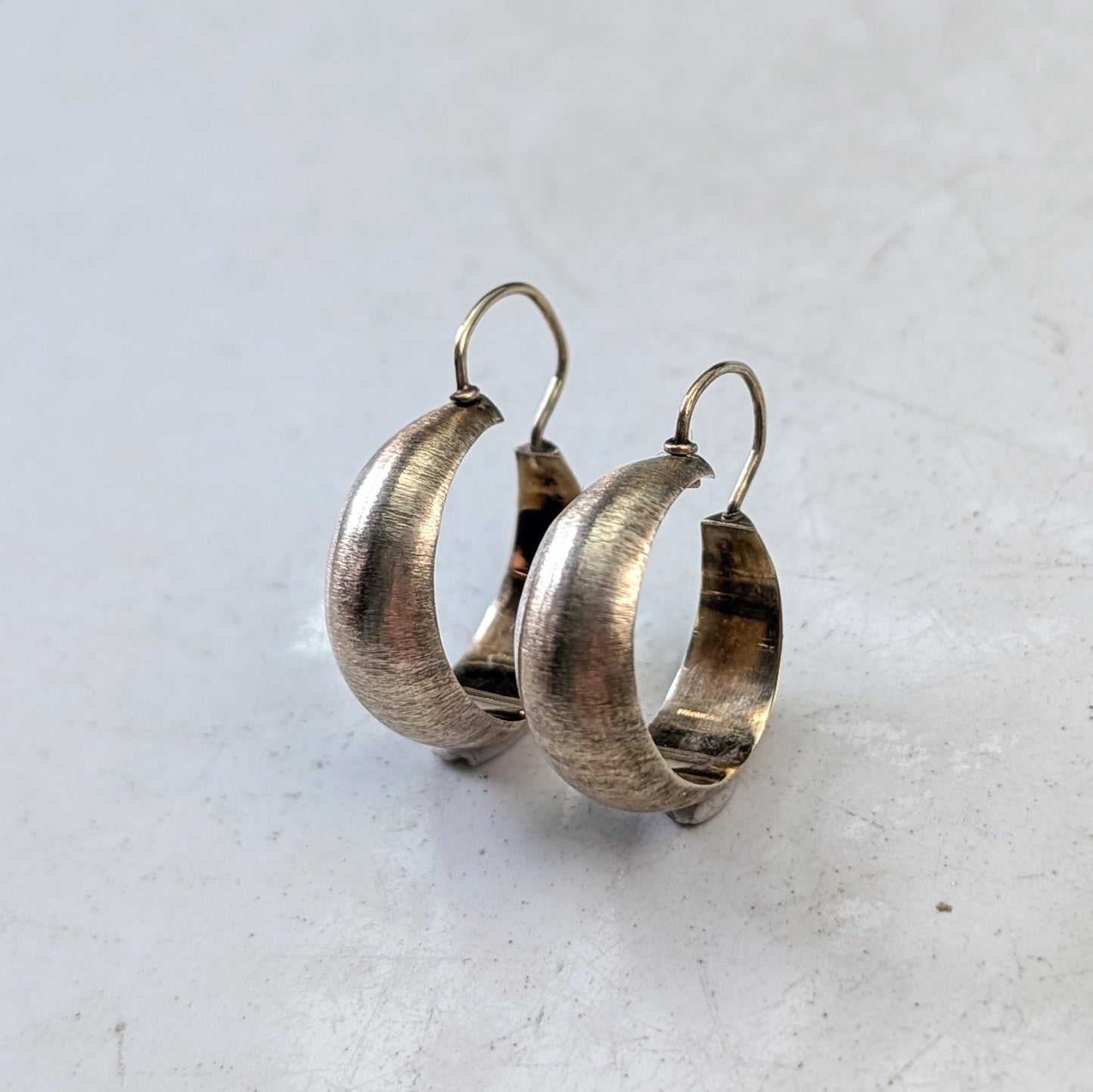 Vintage 10k Yellow Gold Satin Finish Dome Hoop Earrings