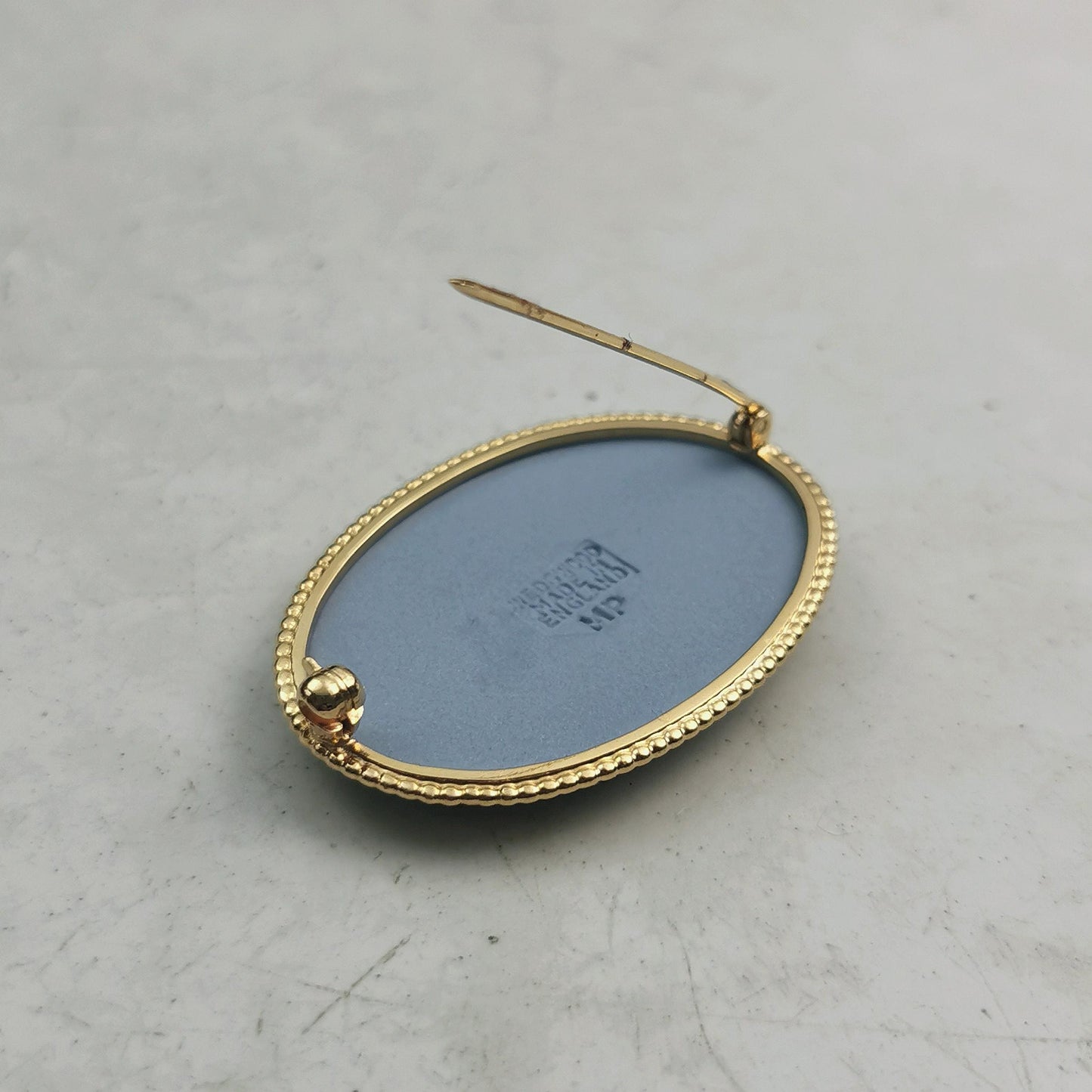 Vintage Gold Filled Blue Wedgwood Brooch