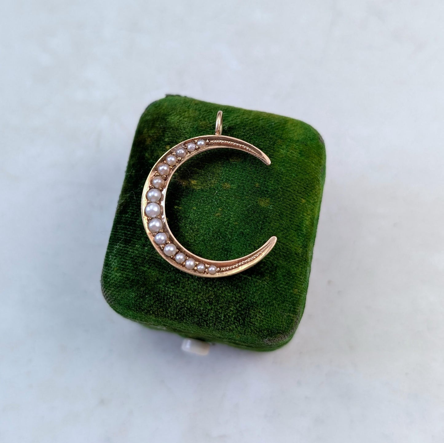 Victorian 14k Yellow Gold Seed Pearl Crescent Moon Conversion Pendant - Solid Gold - Antique Up-cycled Brooch - Medium Size