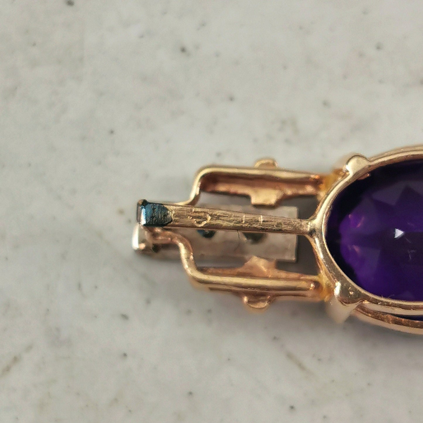 Vintage Large 14k Yellow and White Gold Amethyst and Diamond Pendant