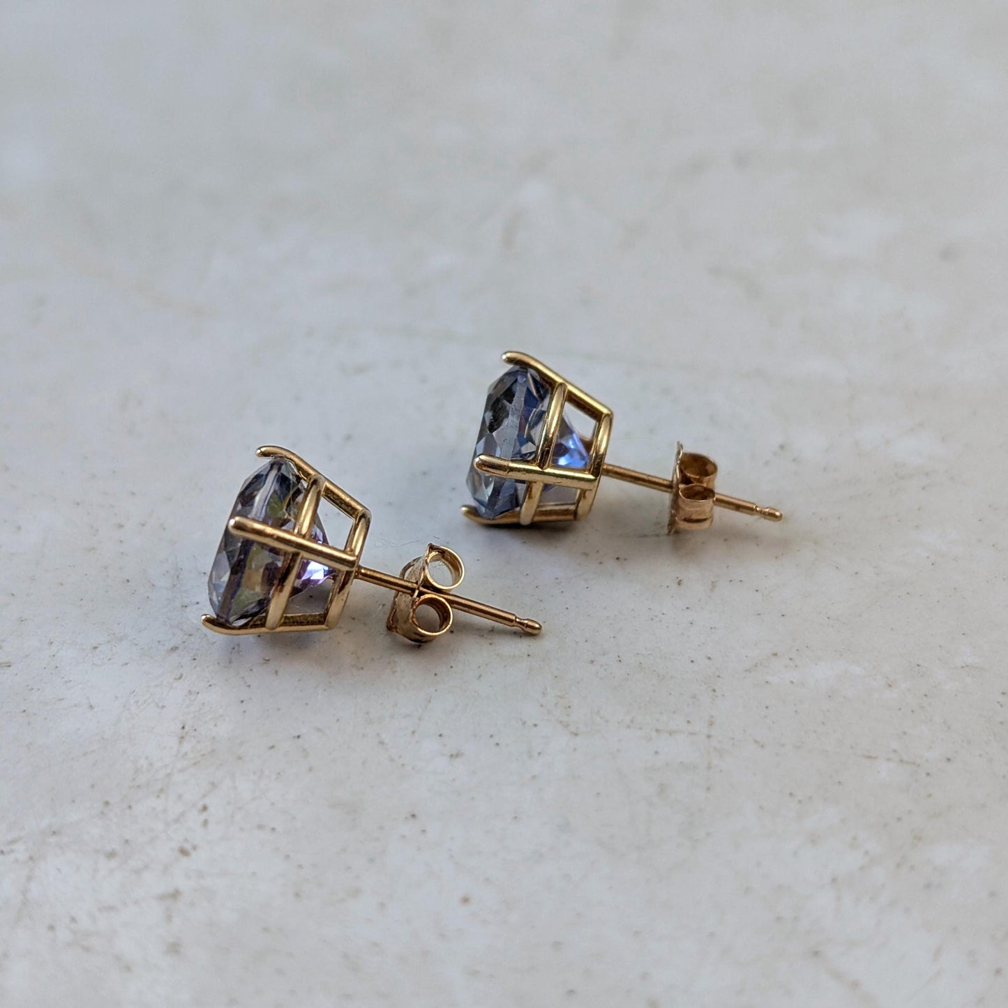 Estate 14k Yellow Gold Blue Mystic Topaz Studs