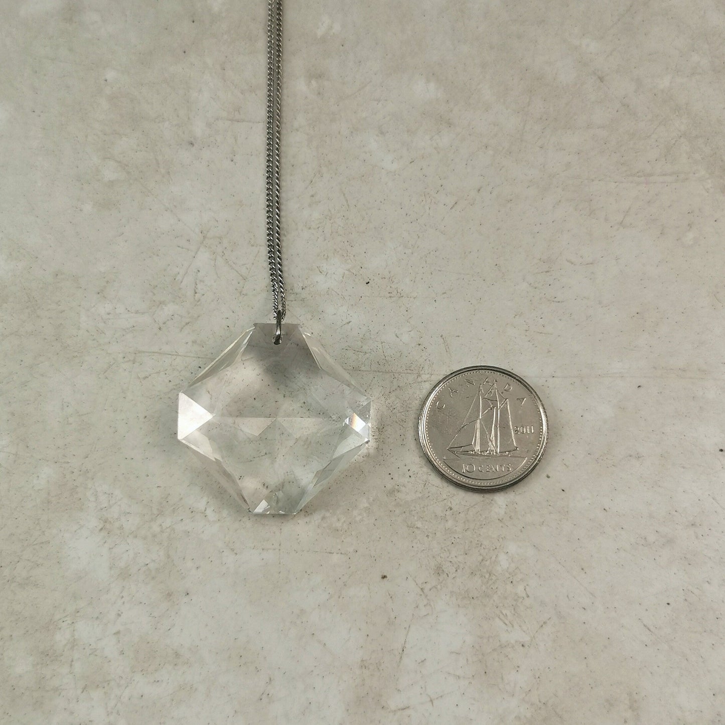Vintage Art Deco Style Crystal Lozenge Pendant on Sterling Silver Chain