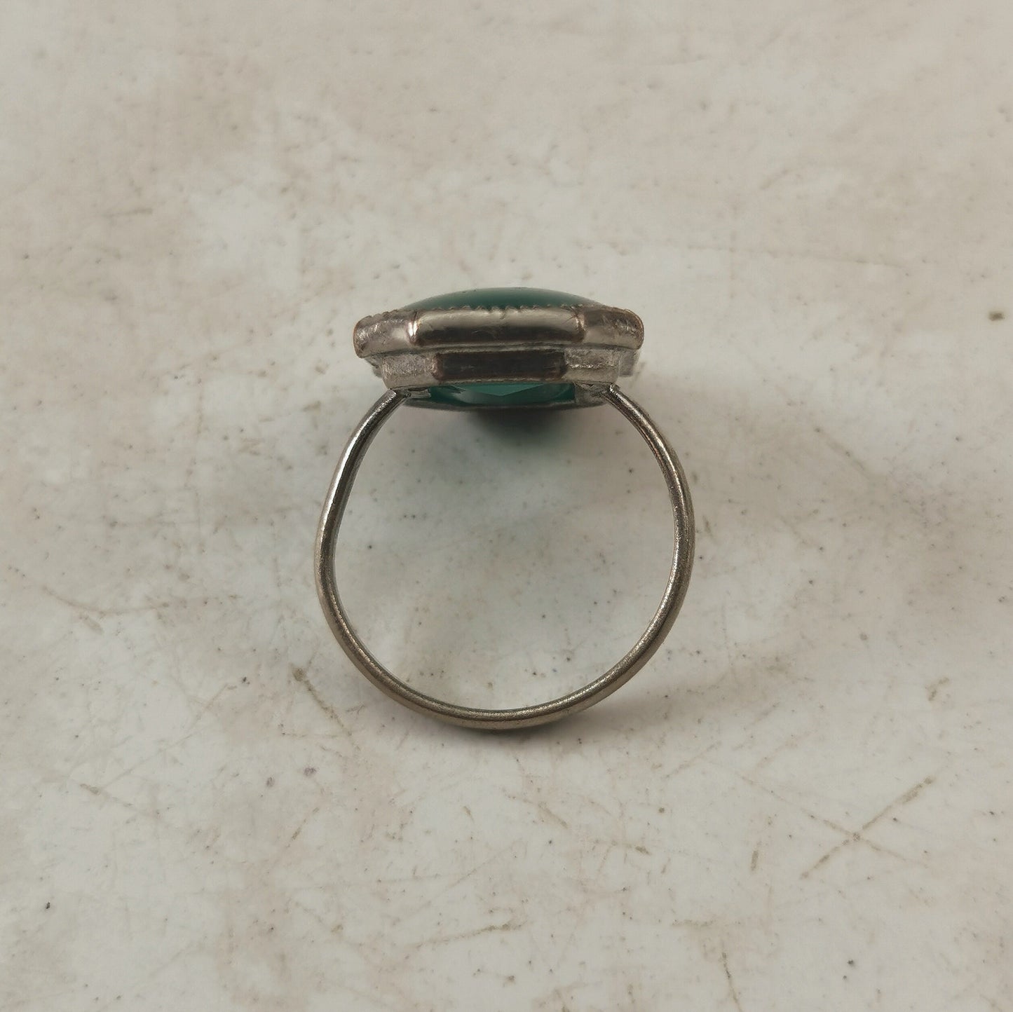 Art Deco Chrysoprase Glass Ring and Brooch SET