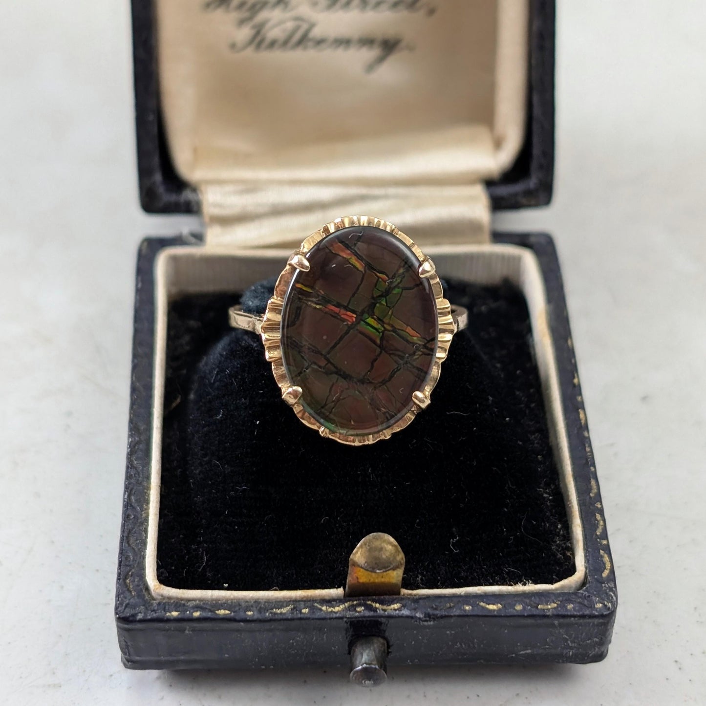 Vintage 10k Yellow Gold Ammolite Triplet Ring