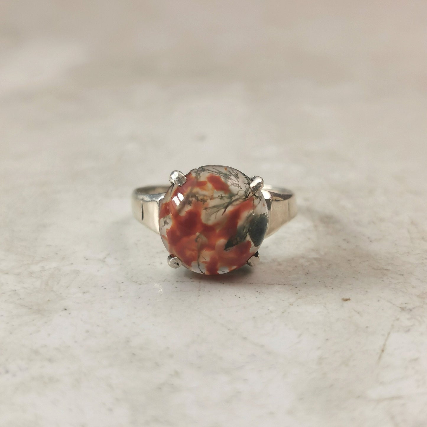 Repurposed Sterling Silver and Moss Agate Ring - Conversion Piece