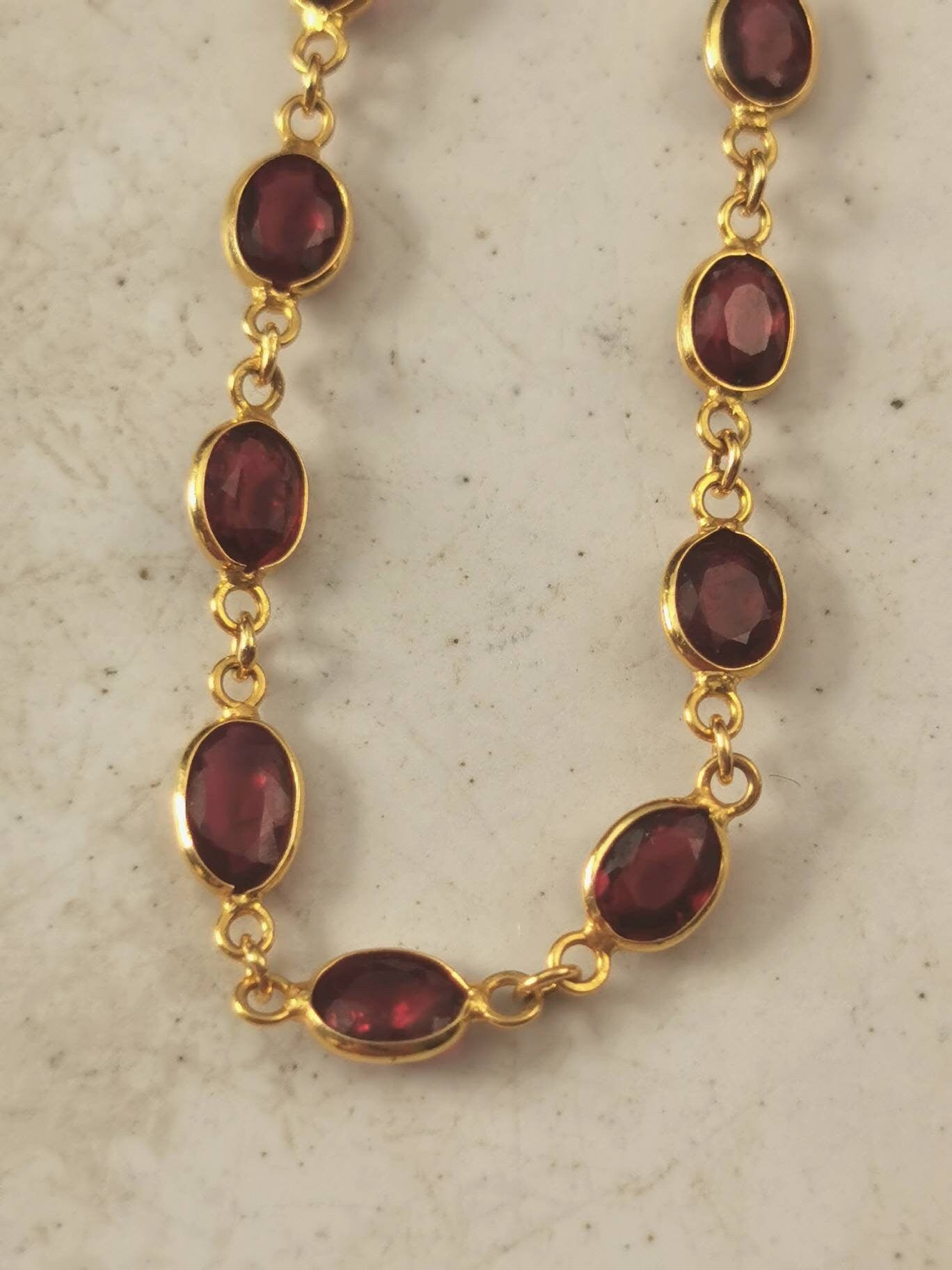 Estate 18k Yellow Gold Ruby Station Bracelet